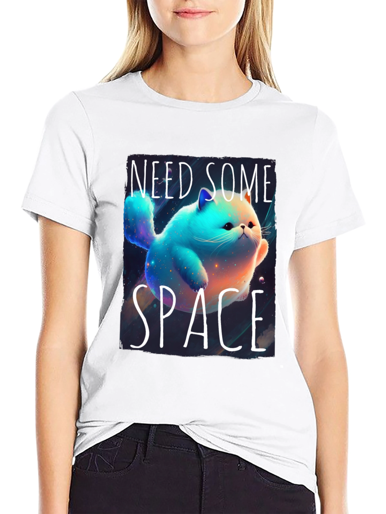 Black Need Some Space T-Shirt Cat Lover view 9