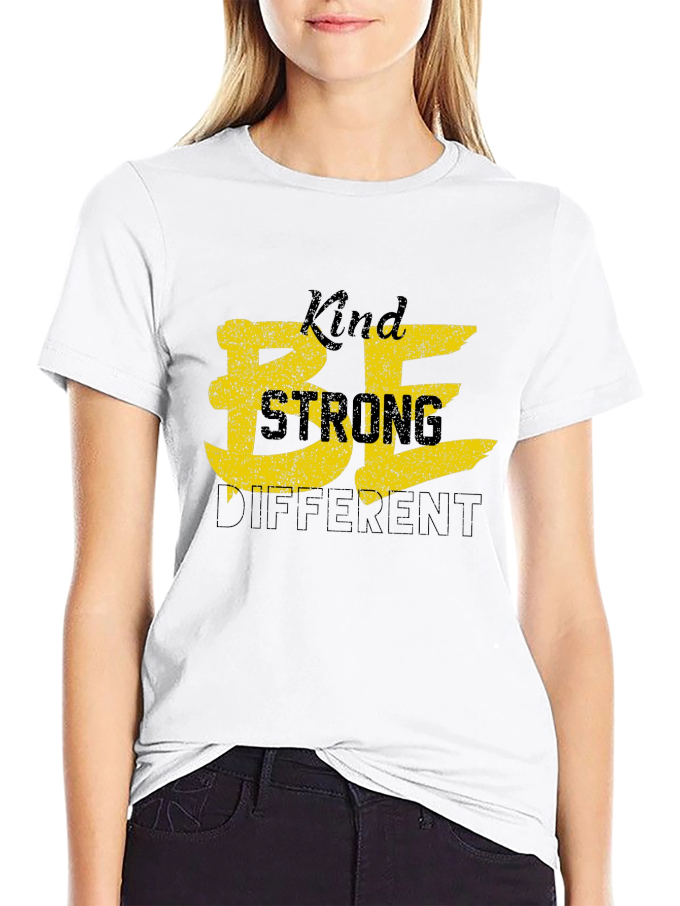 Black Be Kind, Be Strong, Be Different Black T-Shirt view 9