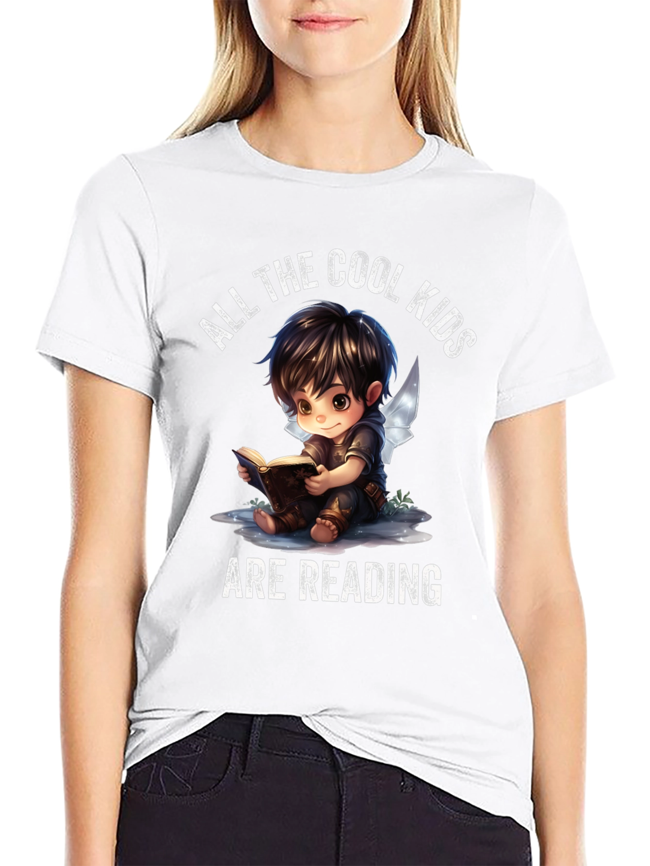 Black Cool Kids Reading Graphic T-Shirt view 9