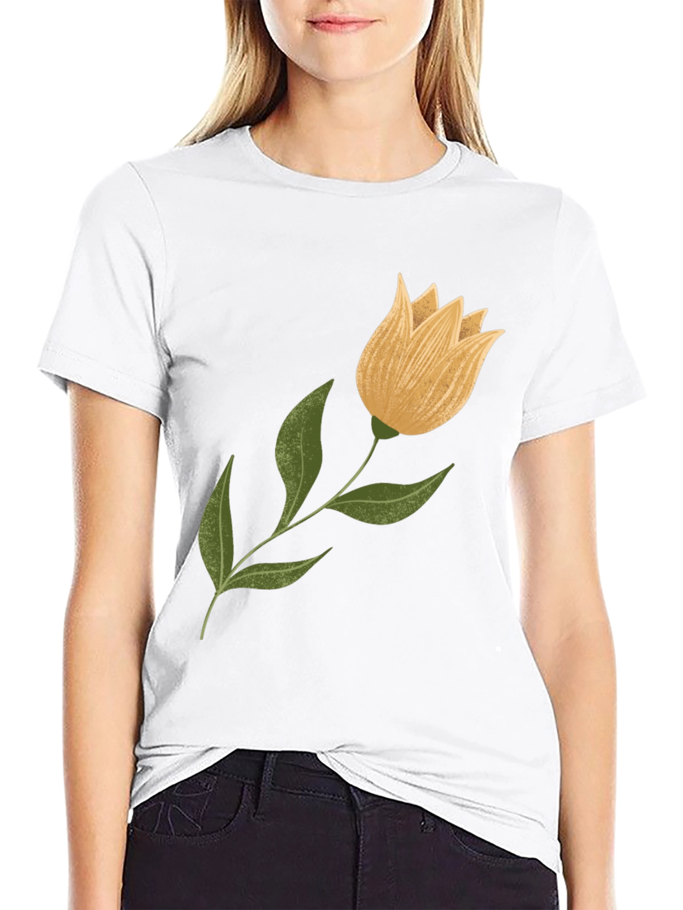 Black Floral Graphic Tee - Black Cotton Blend view 9