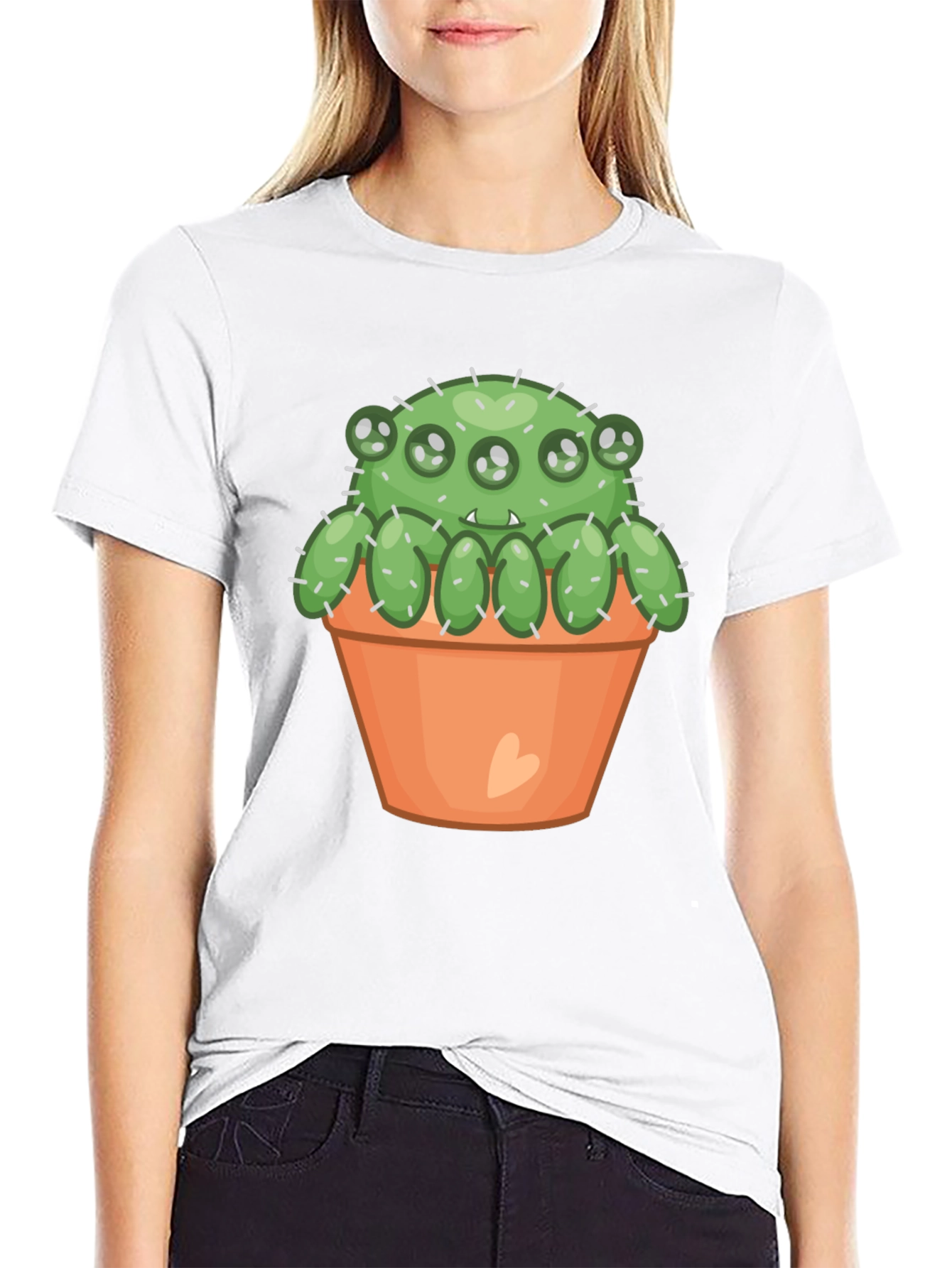 Black Cactus Monster T-Shirt - Cute & Spooky! view 9