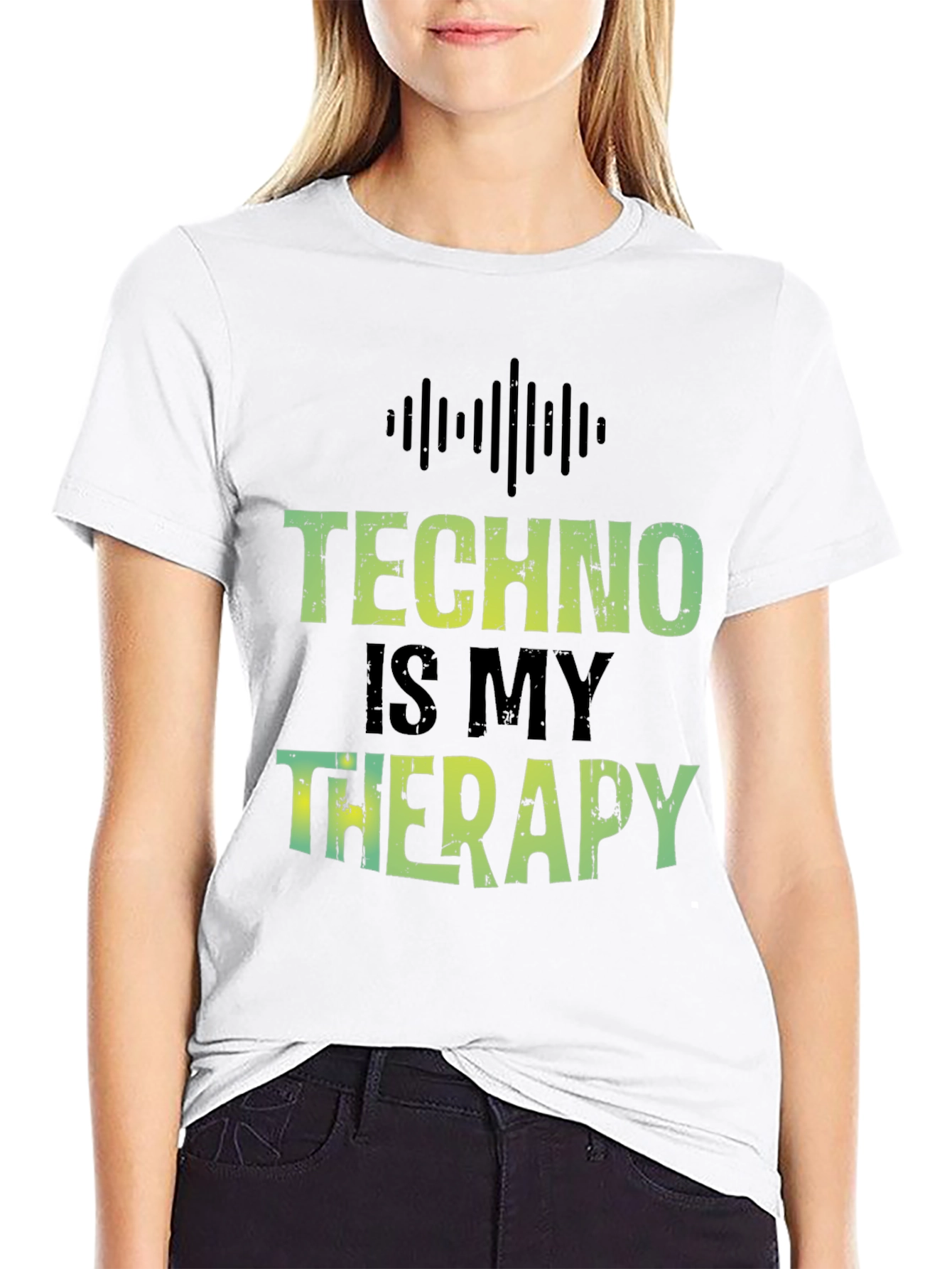 Black Techno is My Therapy T-Shirt - Music Lover Tee view 9