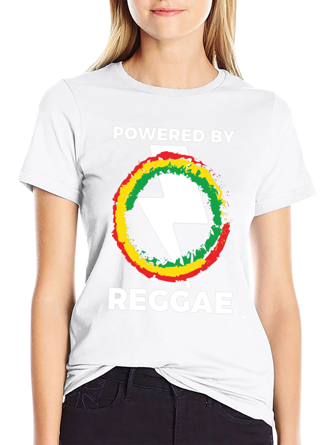 Black Powered By Reggae T-Shirt Black Cotton view 9