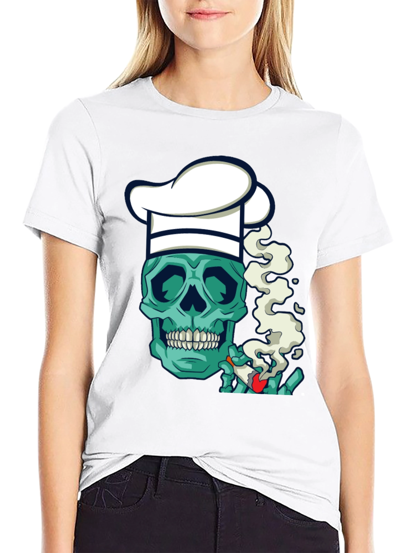 Black Chef Skull Smoker T-Shirt - Cool Graphic Tee view 9