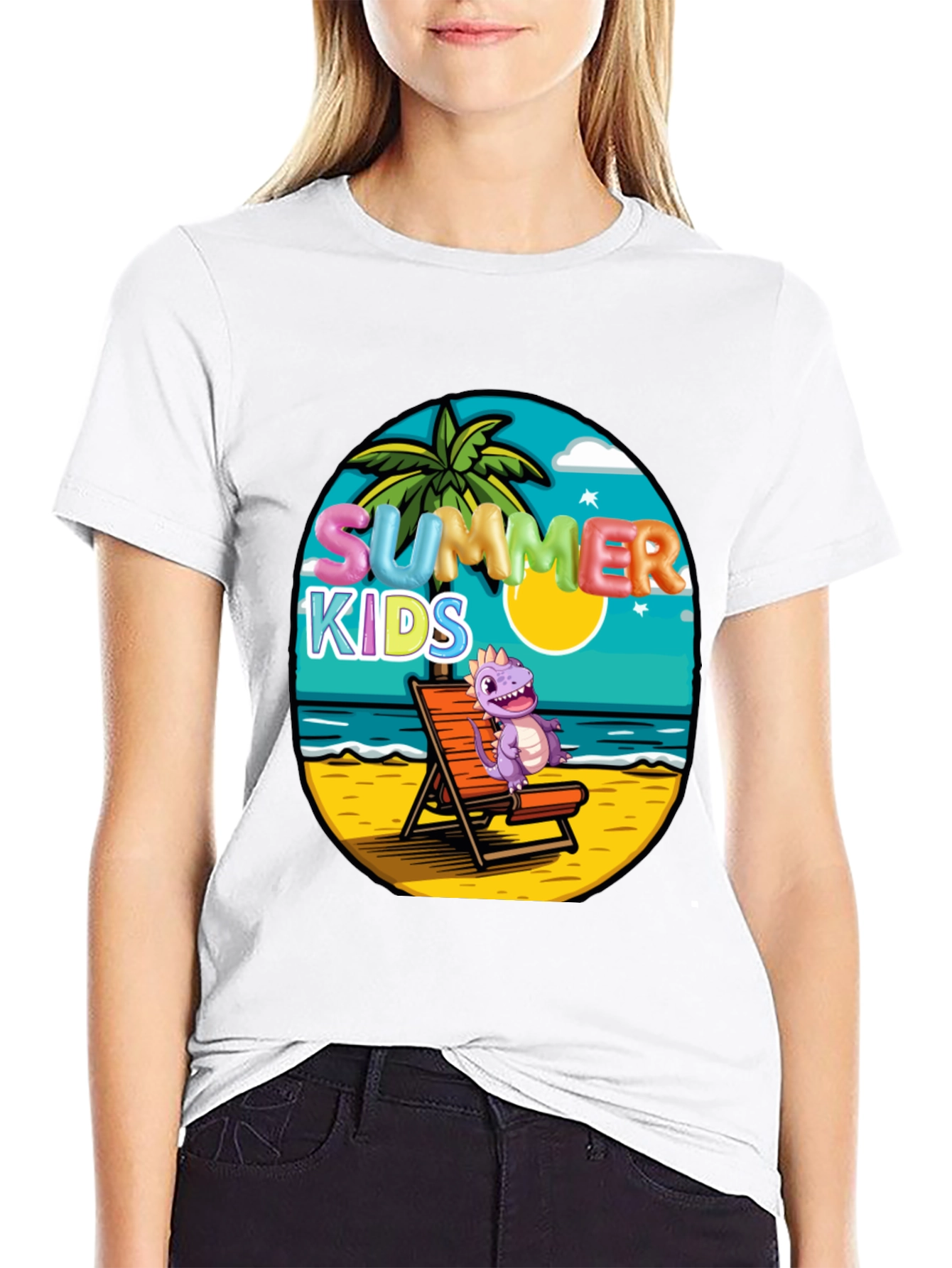 Black Summer Kids Beach T-Shirt view 9