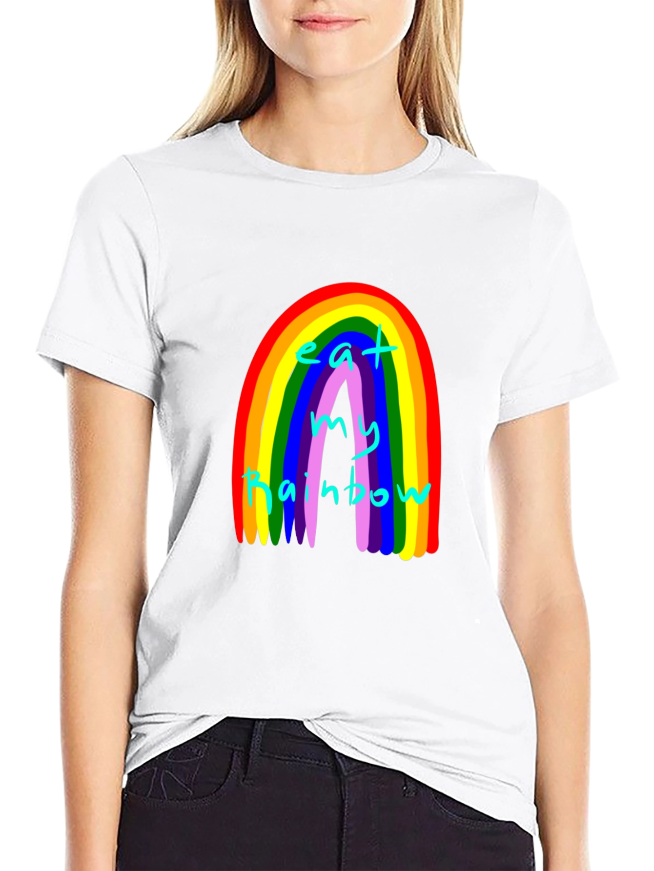 Black Eat My Rainbow Graphic Tee - Black Unisex T-Shirt view 9