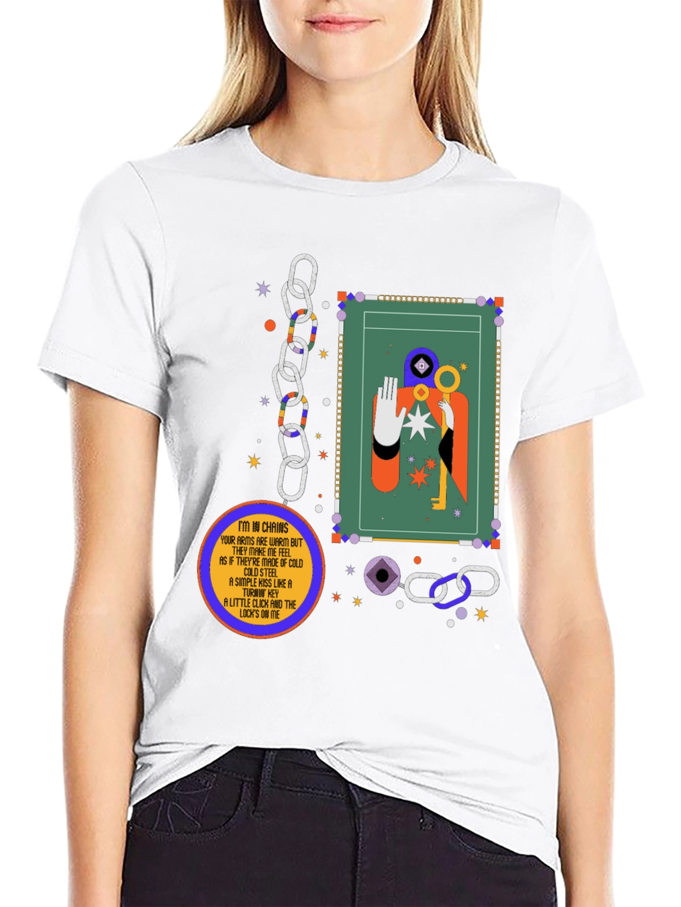 Black Abstract Graphic Tee - Key & Chains Design view 9