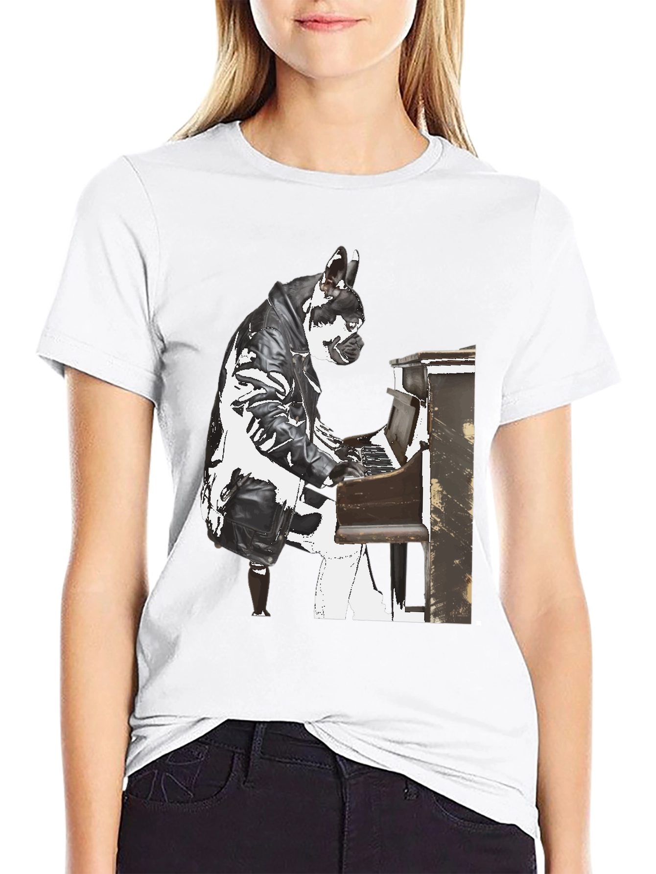 Black Piano Dog T-Shirt - Quirky Style view 9