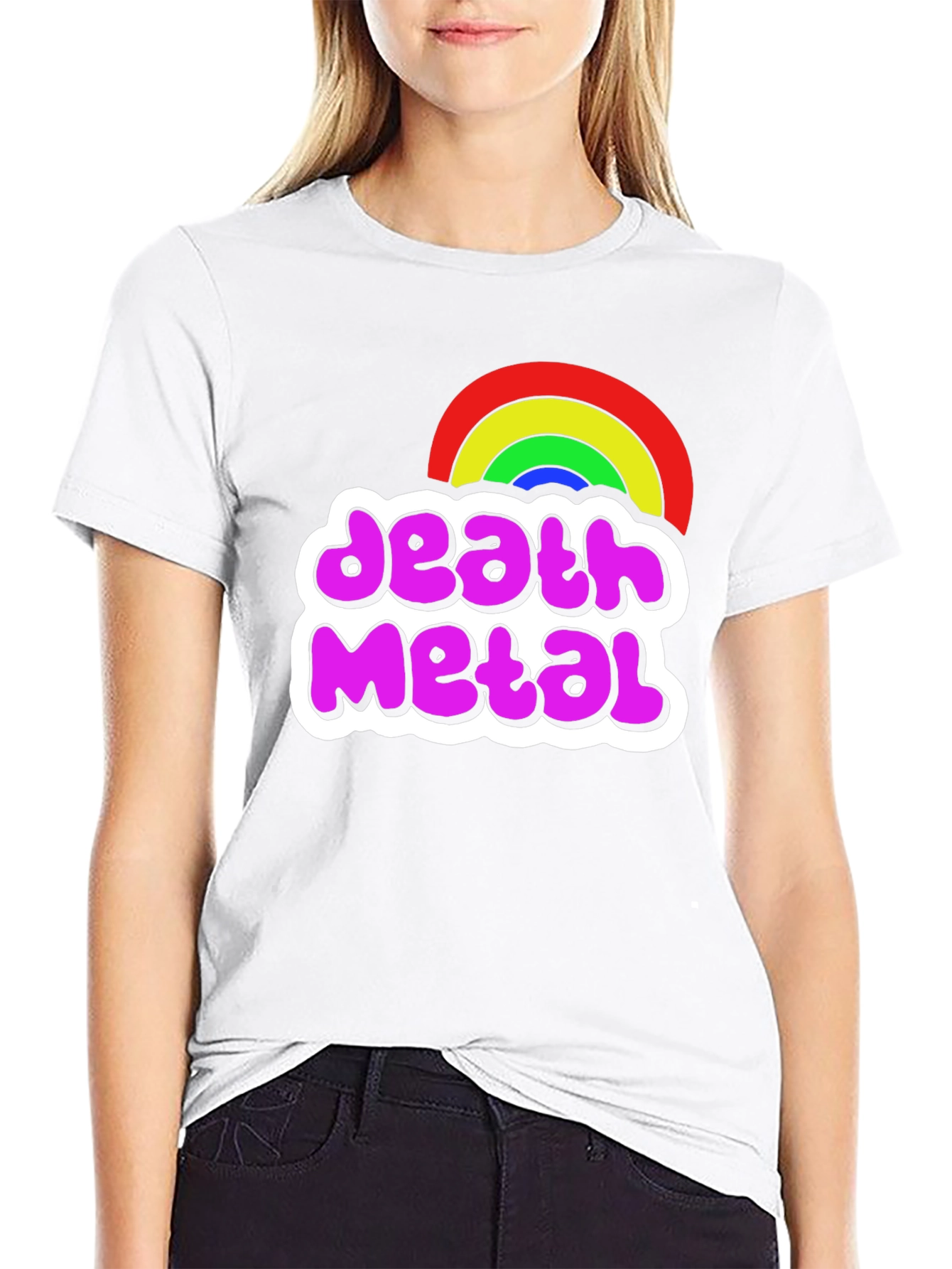 Black Death Metal Rainbow T-Shirt - Soft Cotton Tee view 9