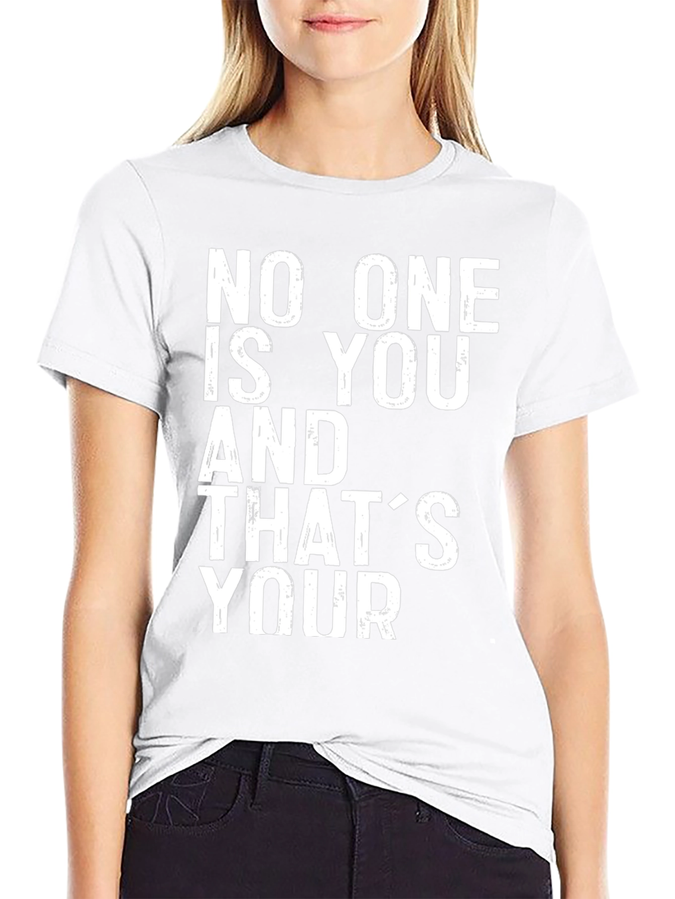 Black Inspirational 'No One Is You' Graphic T-Shirt view 9