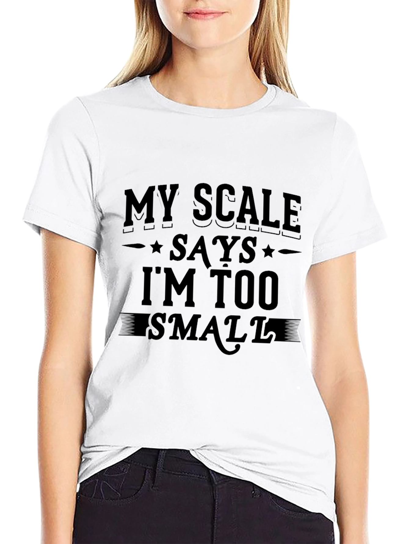Black Funny 'My Scale Says I'm Too Small' Black T-Shirt view 9
