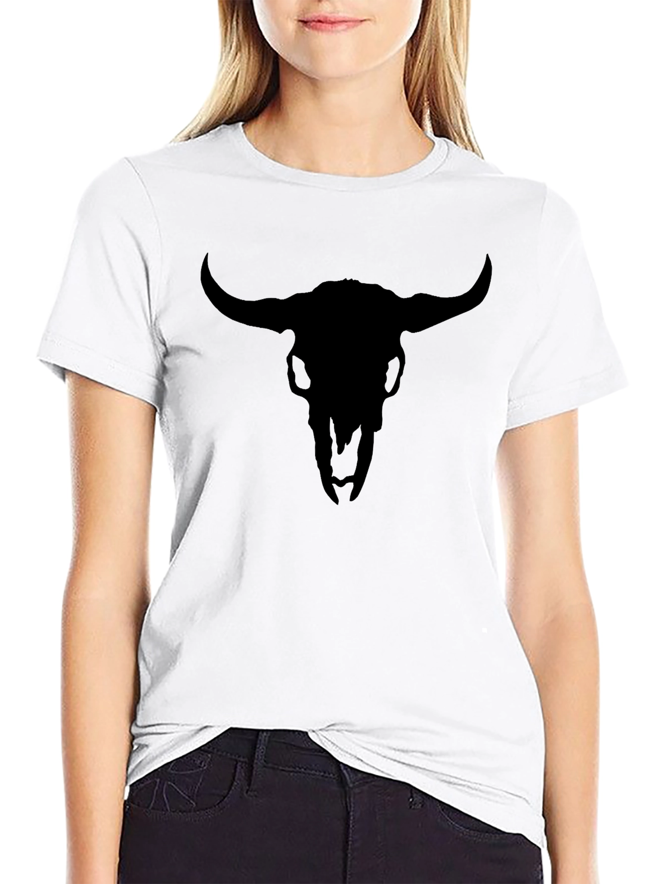 Black Black Bull Skull Graphic Tee - Men's Casual Style view 9