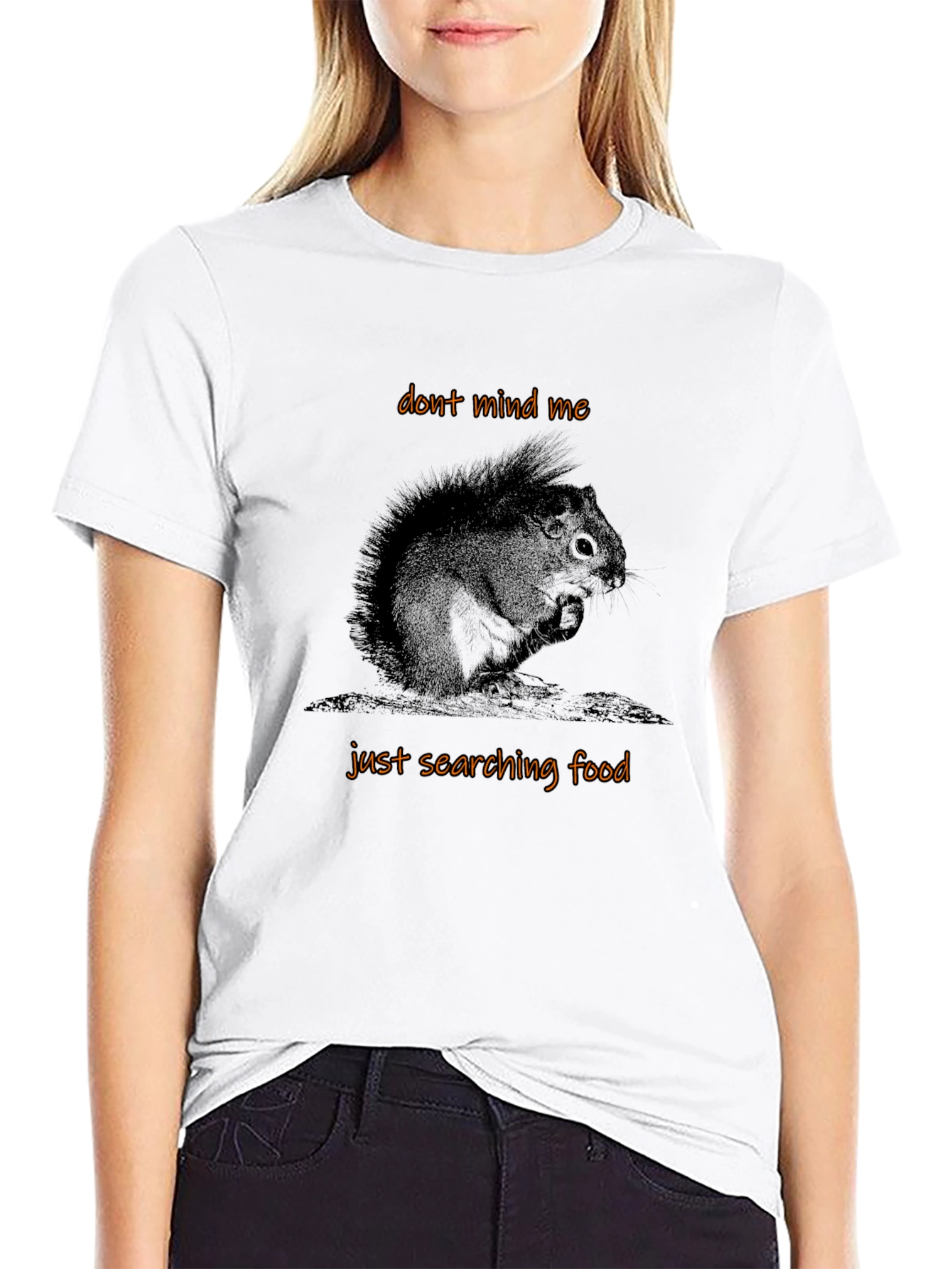Black Whimsical Squirrel Graphic Tee - 'Don't Mind Me' view 9