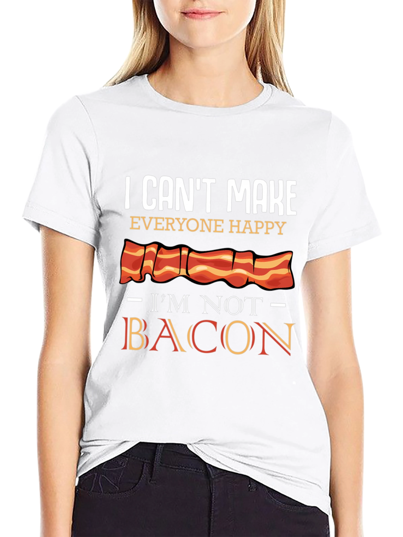 Black I Can't Make Everyone Happy I'm Not Bacon T-Shirt view 9