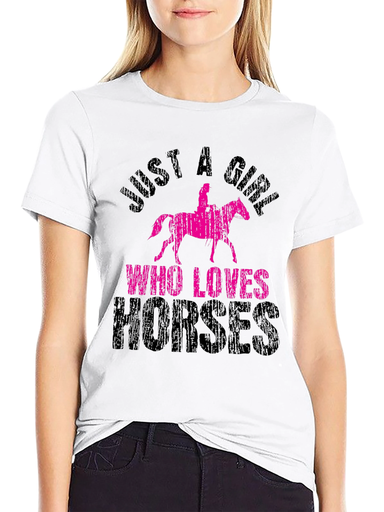 Black Just A Girl Who Loves Horses T-Shirt view 9