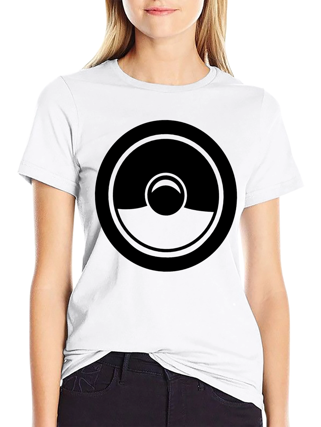 Black Stylish Black Graphic Tee - Circular Design view 9
