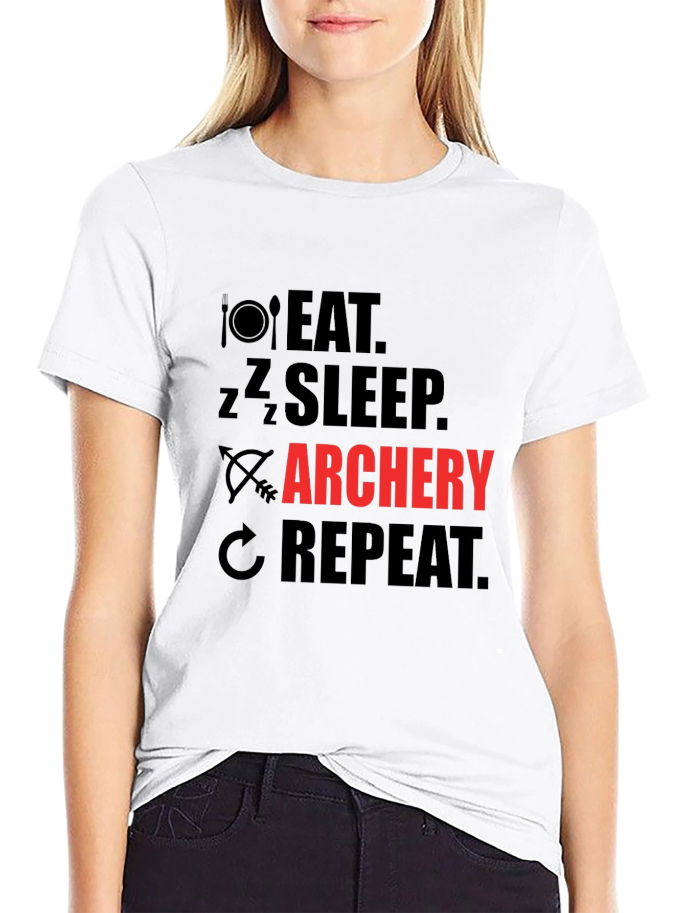 Black Eat Sleep Archery Repeat Graphic T-Shirt view 9