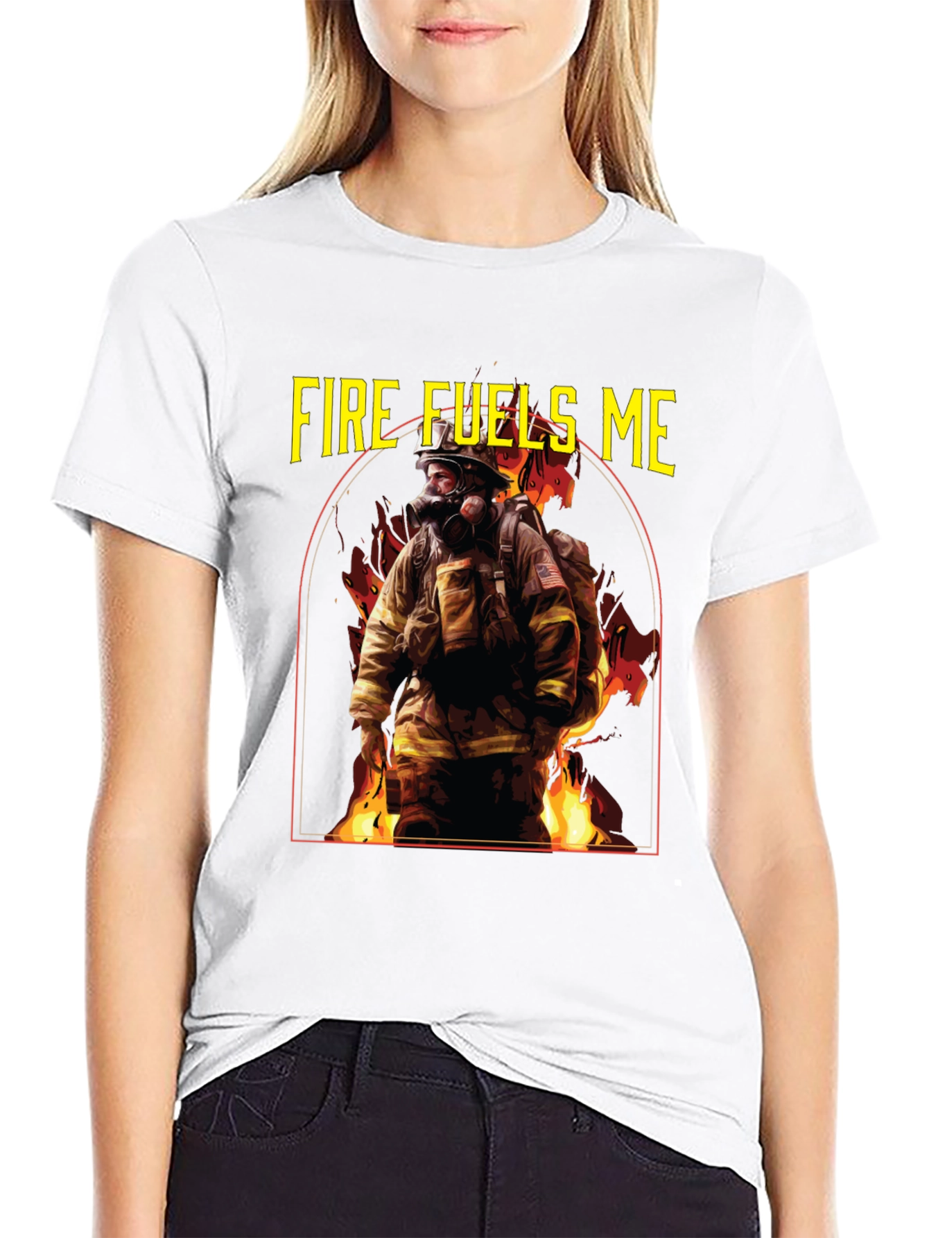 Black Fire Fuels Me Firefighter Graphic T-Shirt view 9