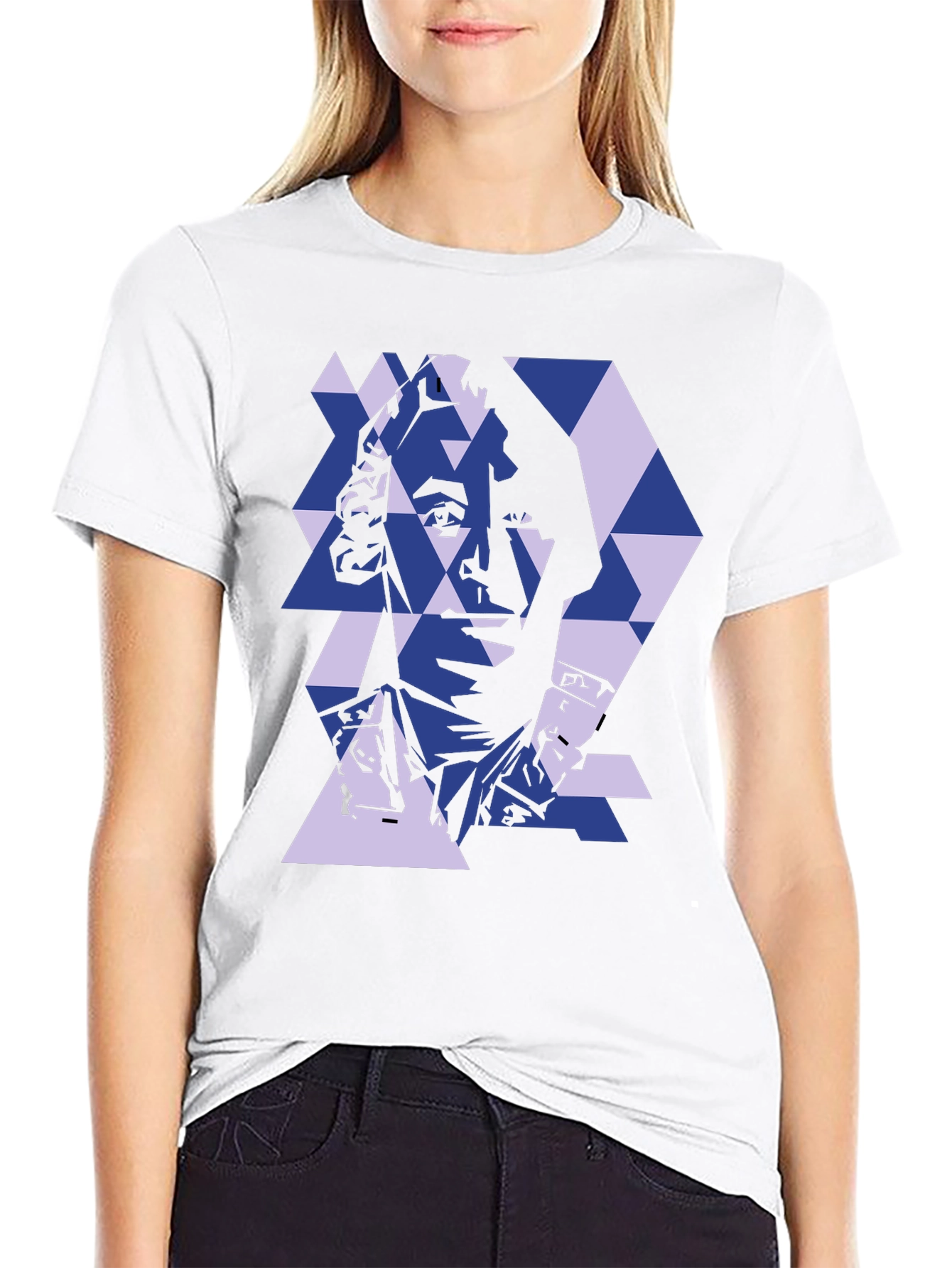 Black Geometric Portrait Tee - Stylish Abstract Design view 9