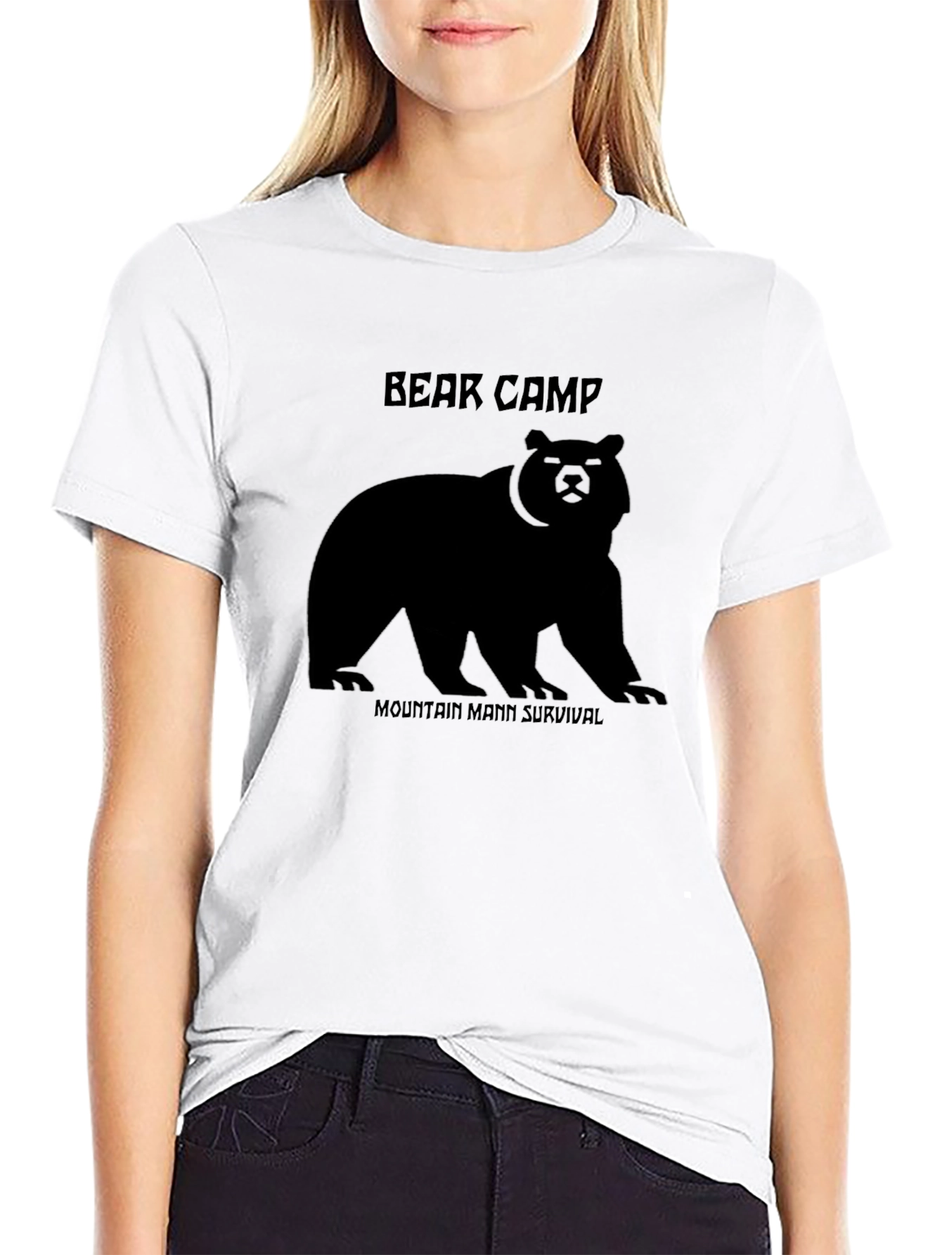 Black Bear Camp Mountain Man Survival Black T-Shirt view 9