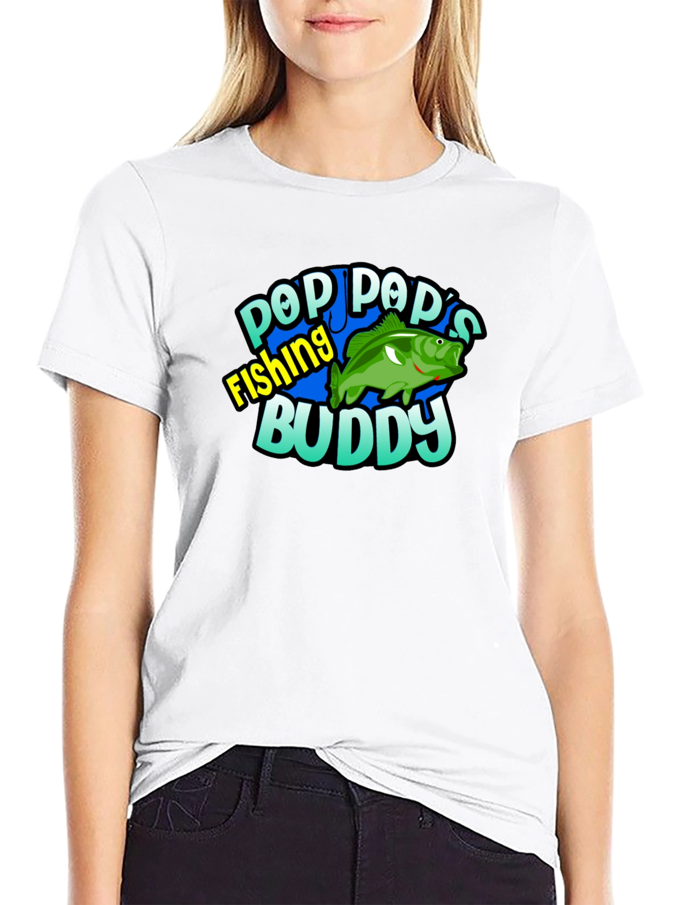 Black Pop Pop's Fishing Buddy Black T-Shirt view 9