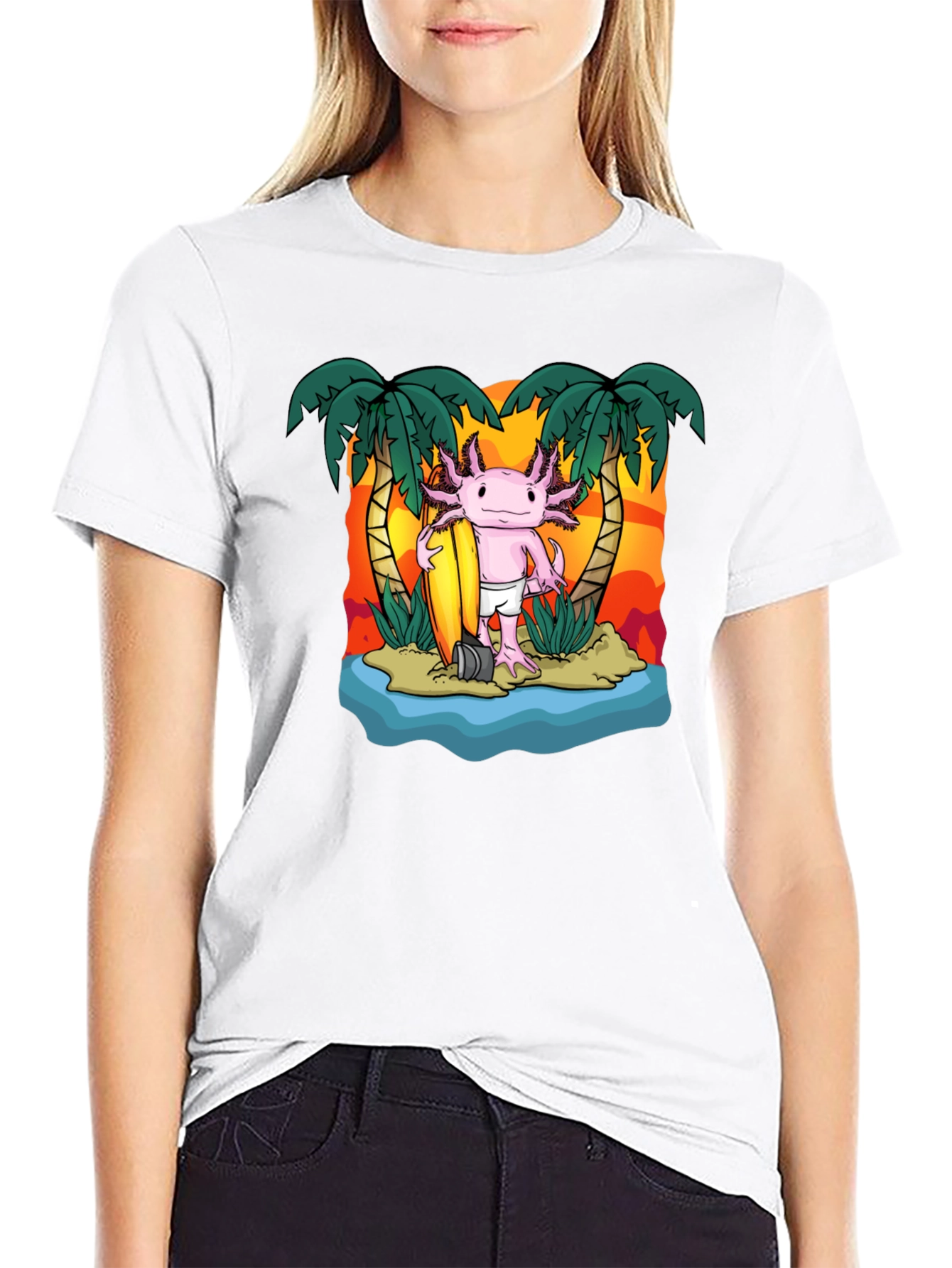 Black Axolotl Surfer T-Shirt view 9
