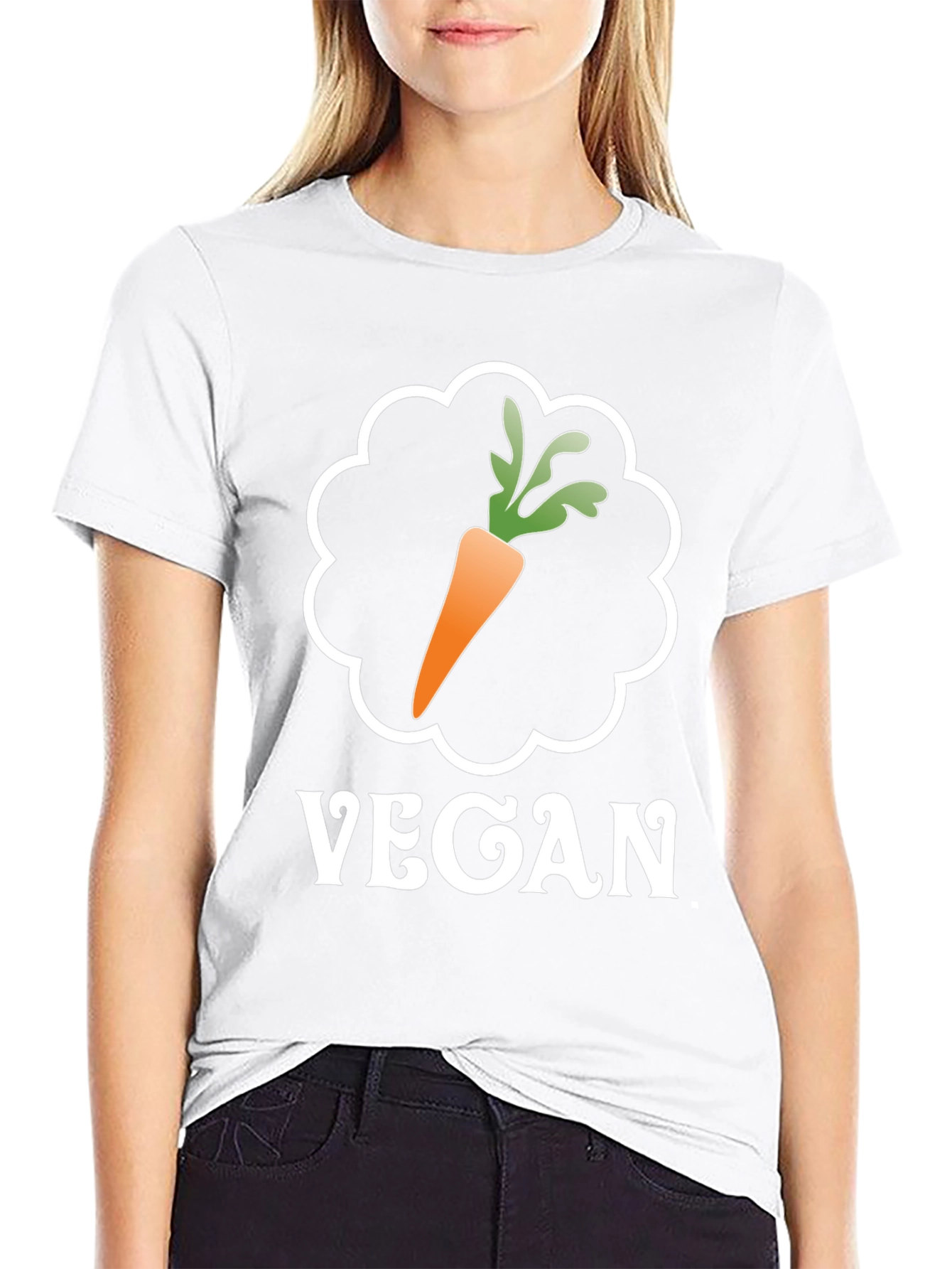 Black Vegan Carrot Graphic Tee - Soft Cotton Comfort view 9