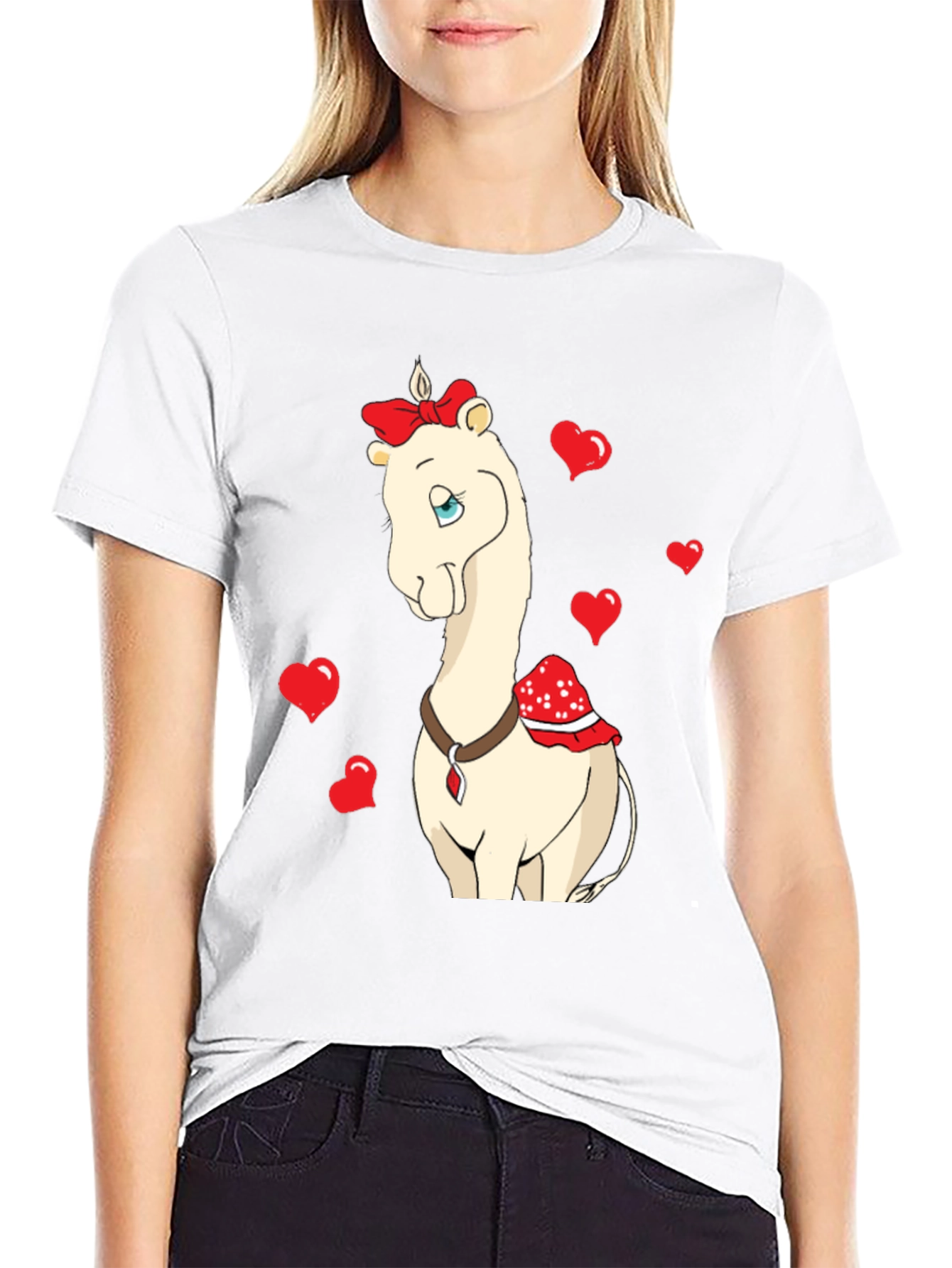 Black Cute Camel With Bow & Hearts Valentine's T-Shirt view 9