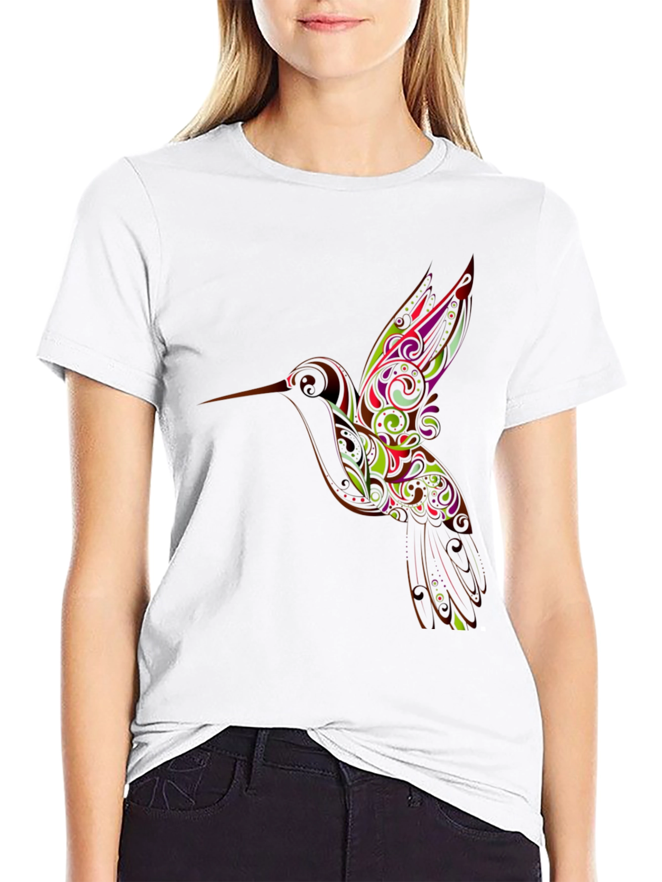 Black Hummingbird Graphic Black T-Shirt view 9