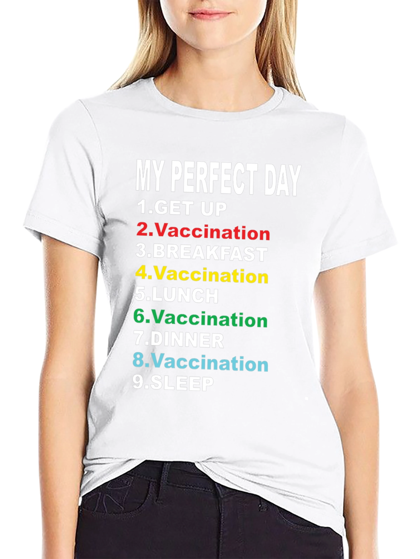 Black My Perfect Day Vaccination T-Shirt Funny view 9