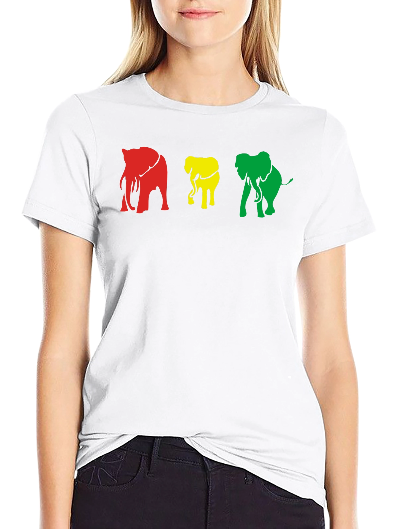 Black Rasta Elephants Graphic Tee - Black Cotton T-Shirt view 9