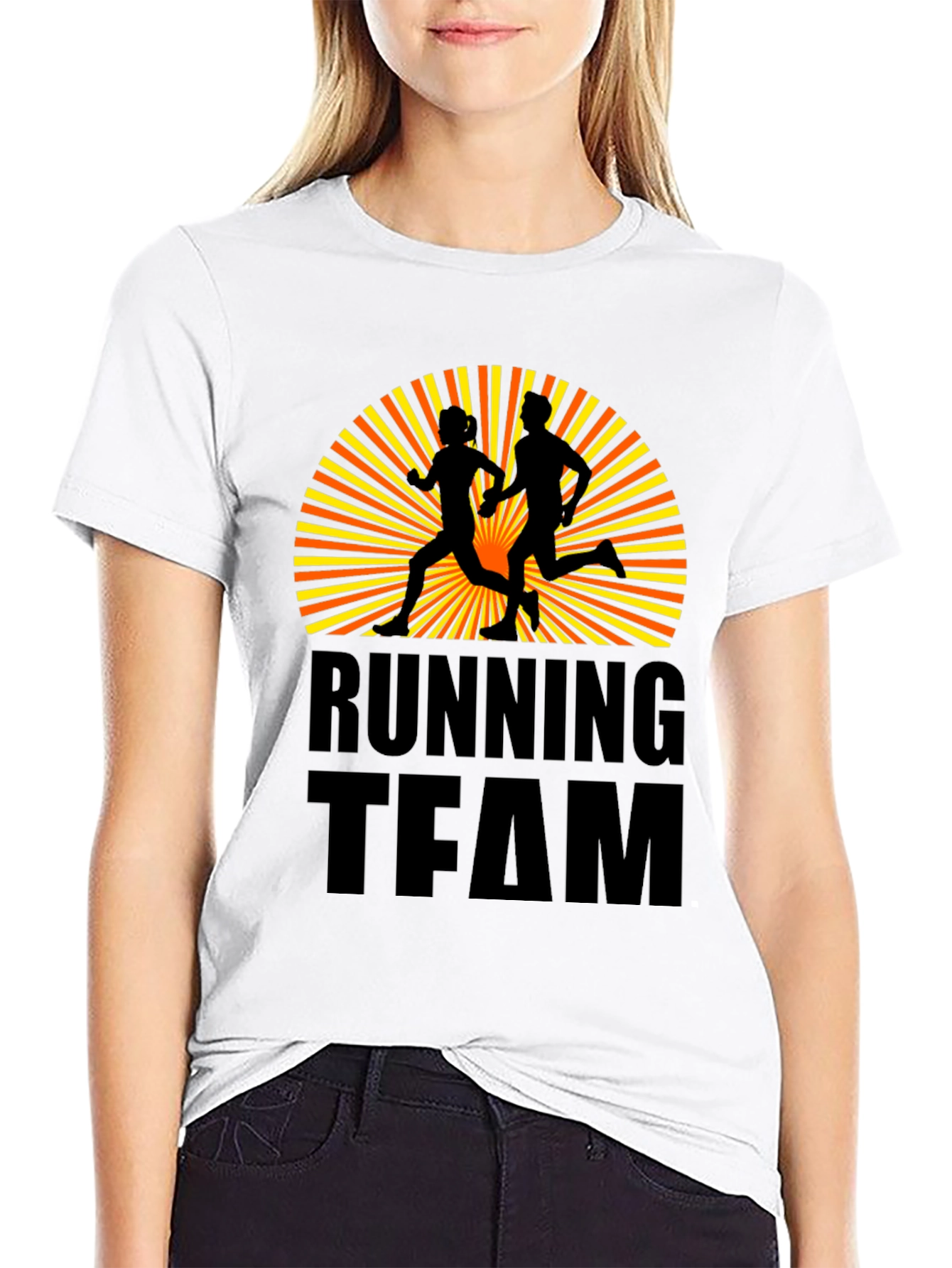 Black Running Team Graphic Tee - Athletic Sport T-Shirt view 9