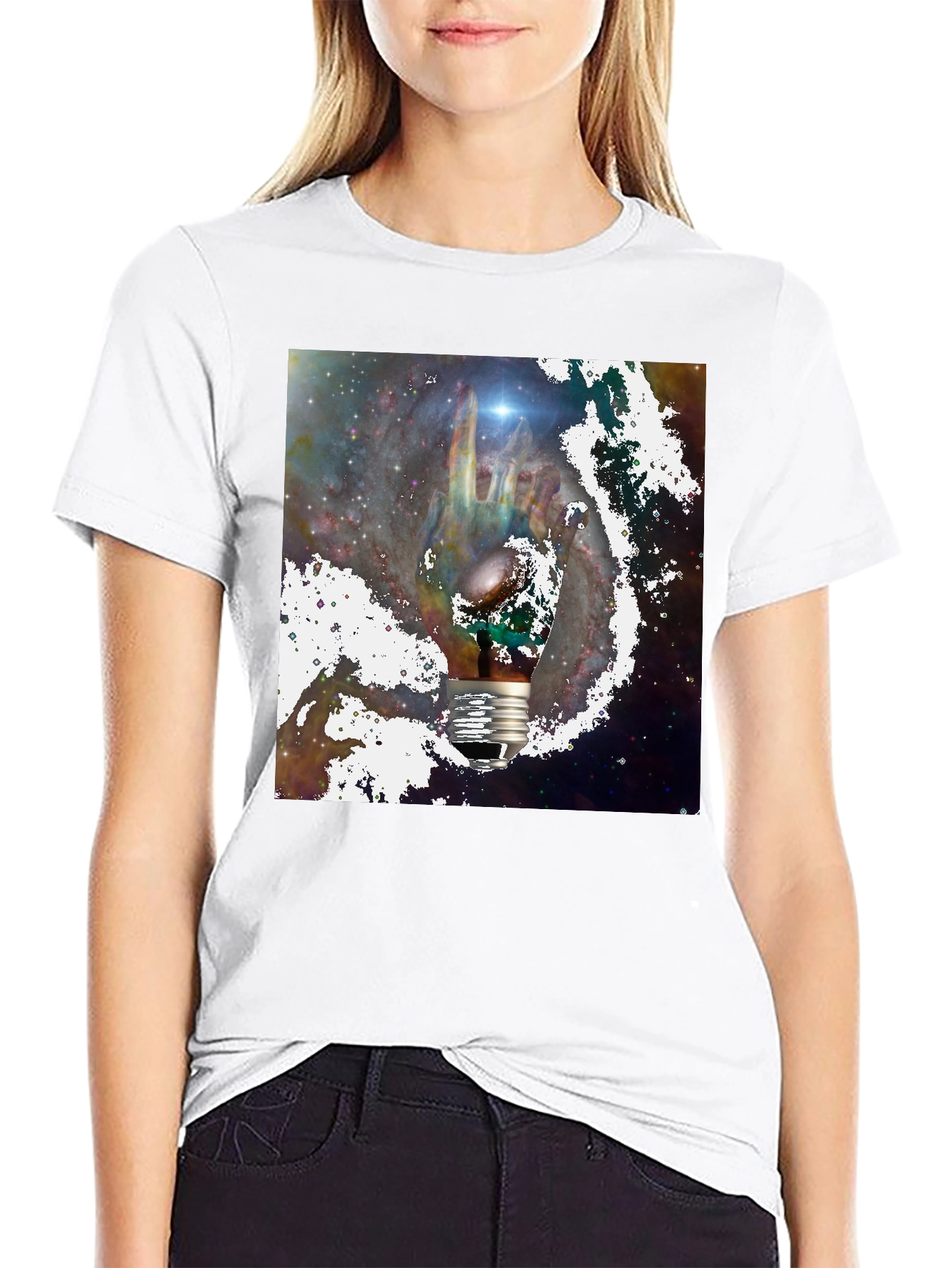 Black Cosmic Light Bulb Graphic Tee - Black view 9