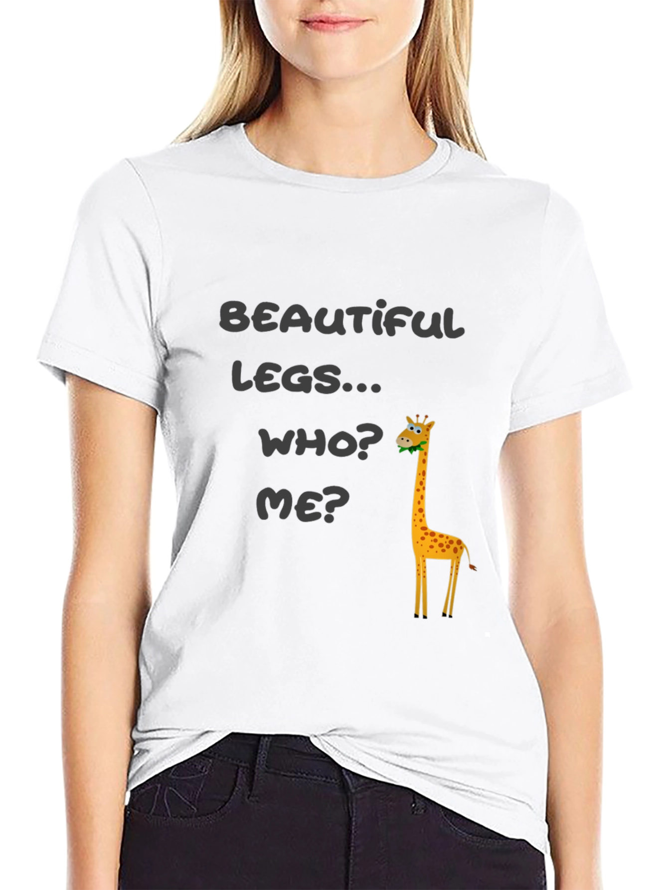Black Funny Giraffe T-Shirt - Beautiful Legs view 9