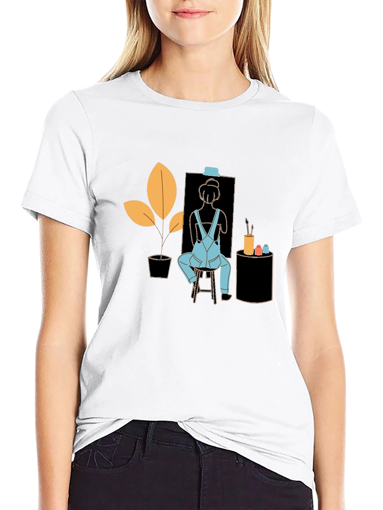 Black Artist Tee: Quirky Painter Graphic T-Shirt view 9