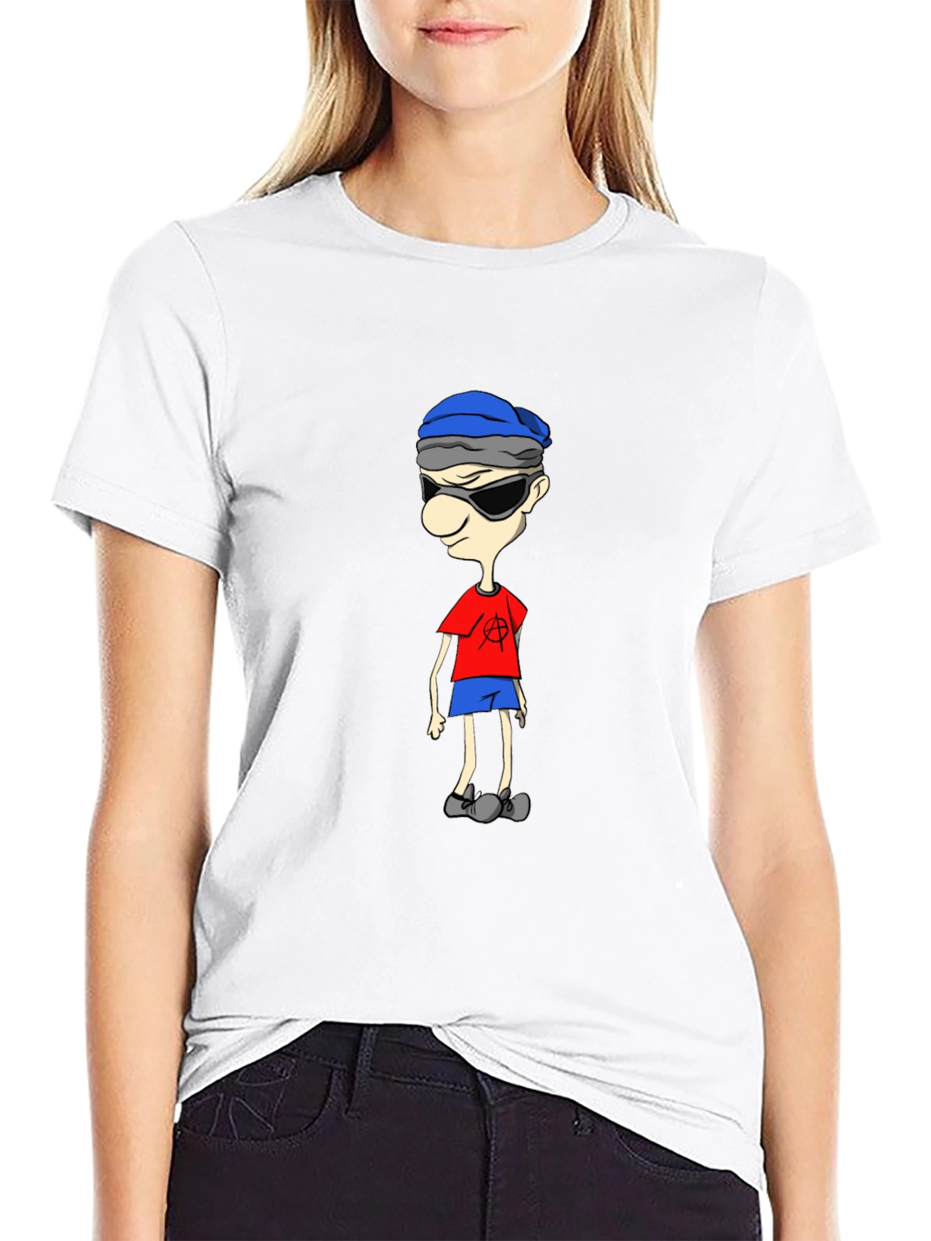 Black Cool Cartoon Character Graphic Tee - Black view 9