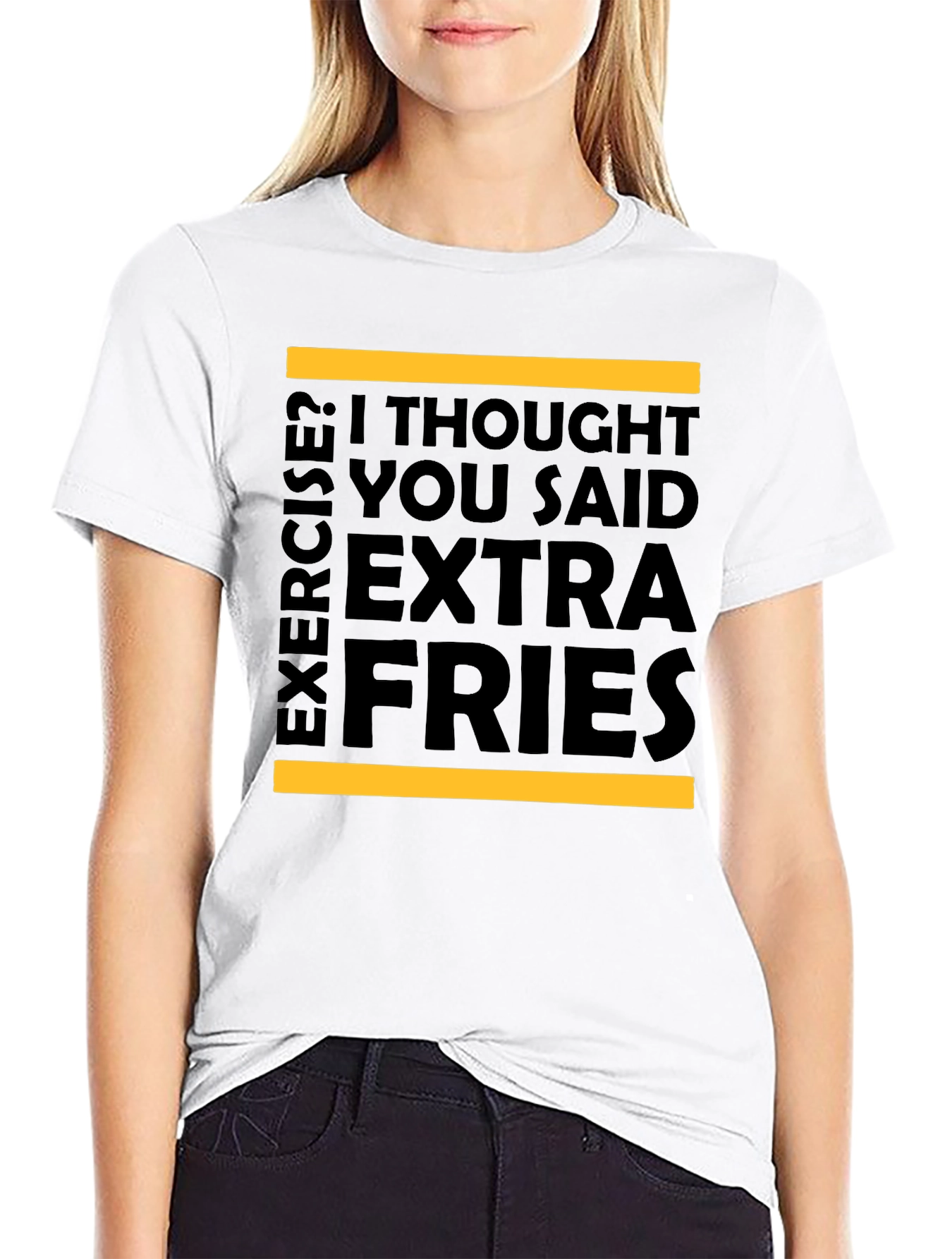 Black Extra Fries T-Shirt - Funny Foodie Tee view 9
