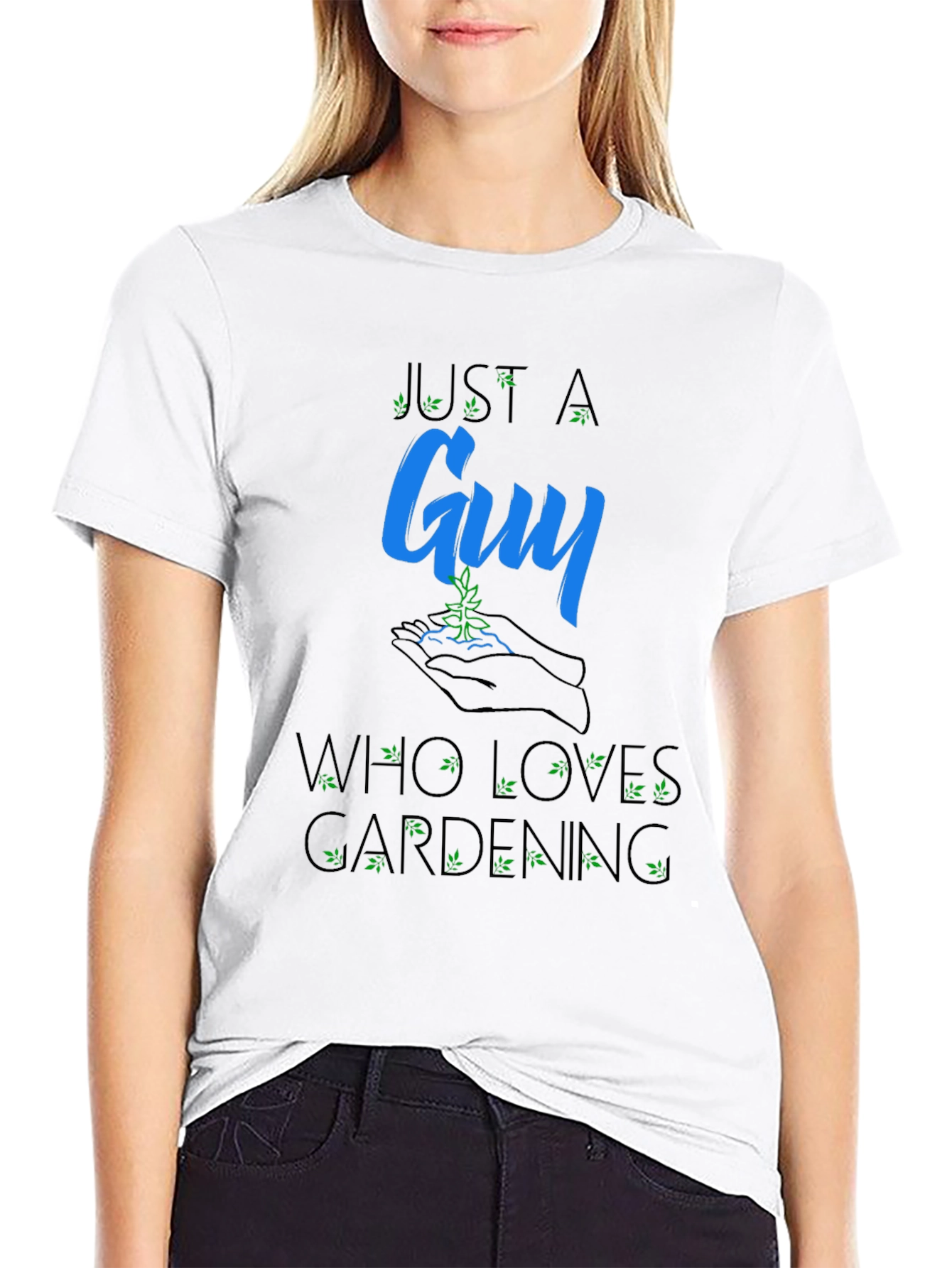 Black Just a Guy Who Loves Gardening T-Shirt view 9