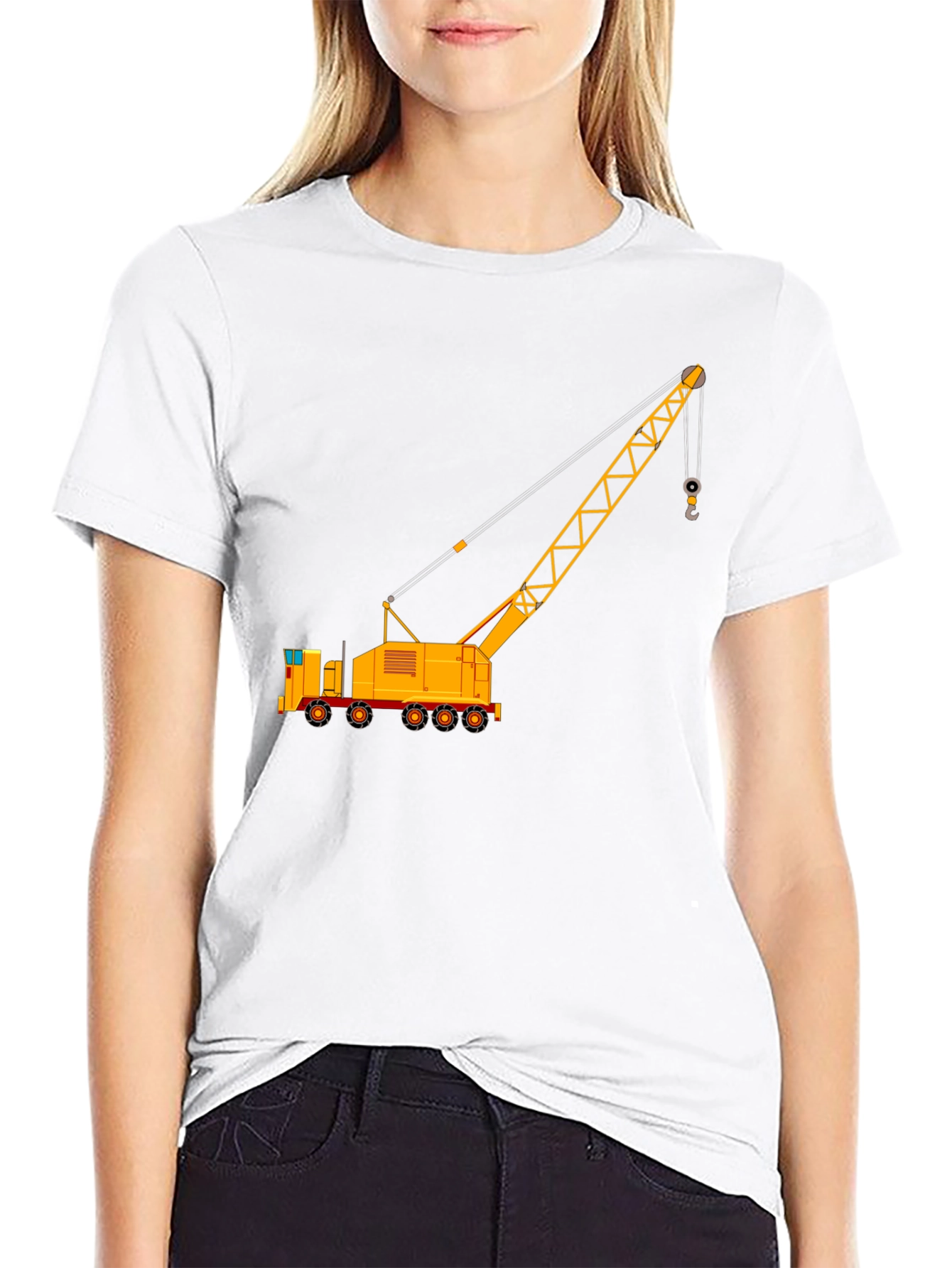 Black Construction Crane Graphic T-Shirt view 9