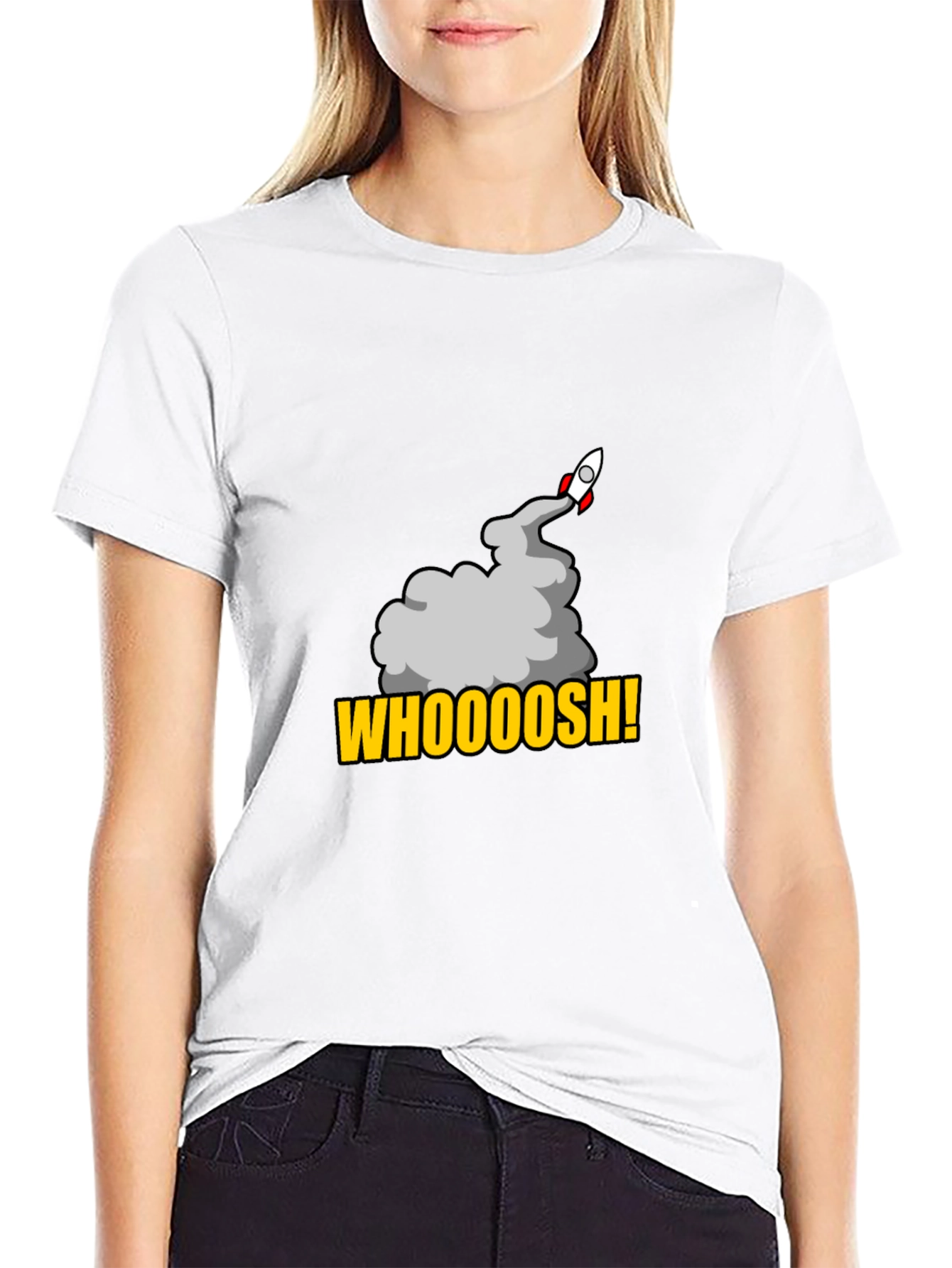 Black Whoooosh Rocket Graphic T-Shirt view 9