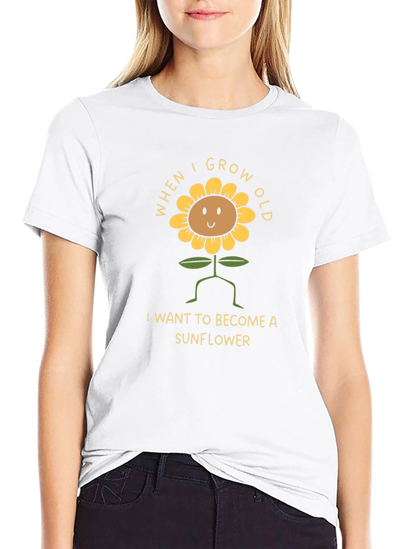 Black Sunflower Graphic Tee - When I Grow Old T-Shirt view 9