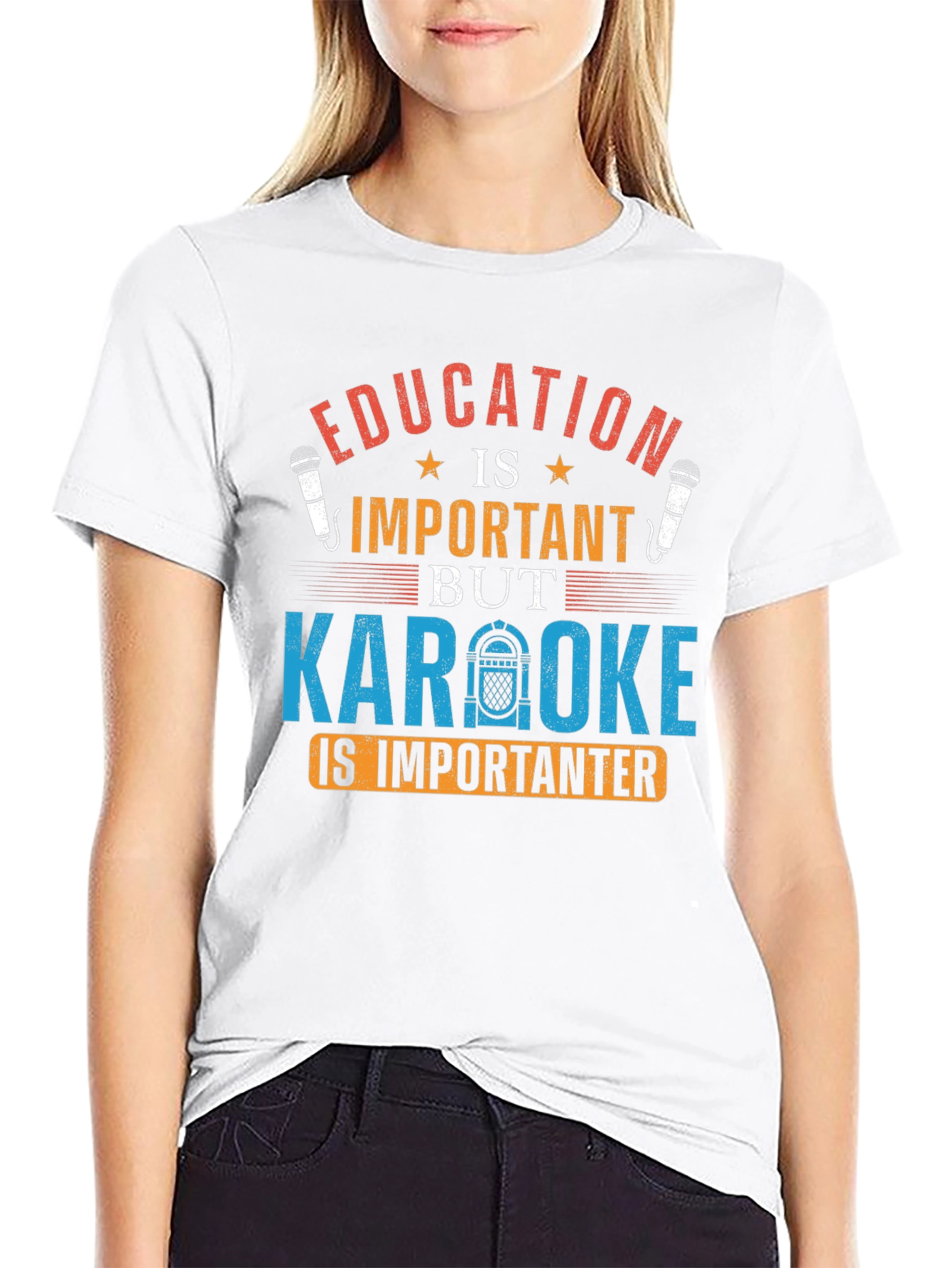 Black Education vs Karaoke Graphic Tee view 9