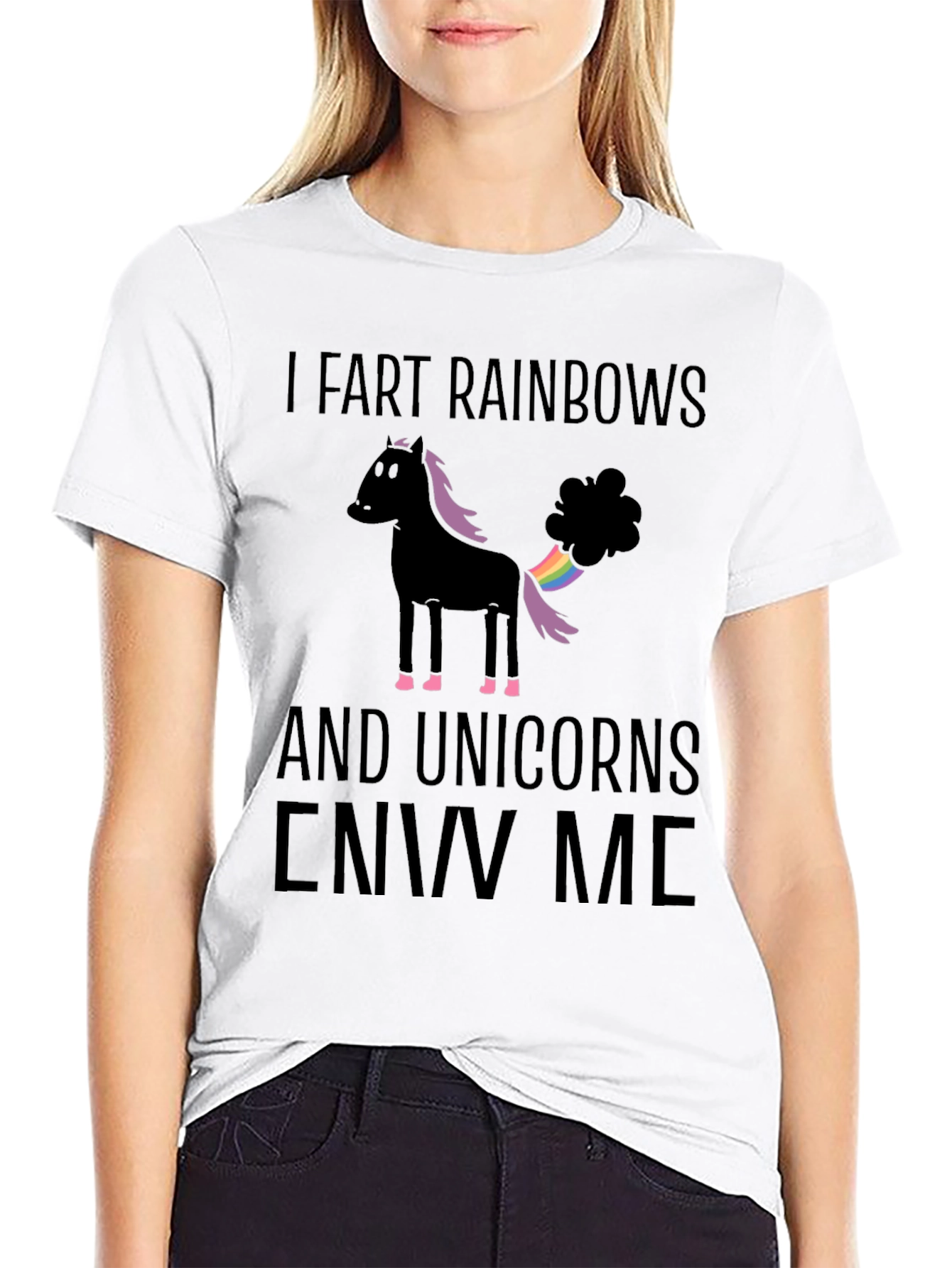 Black I Fart Rainbows Funny Graphic T-Shirt view 9