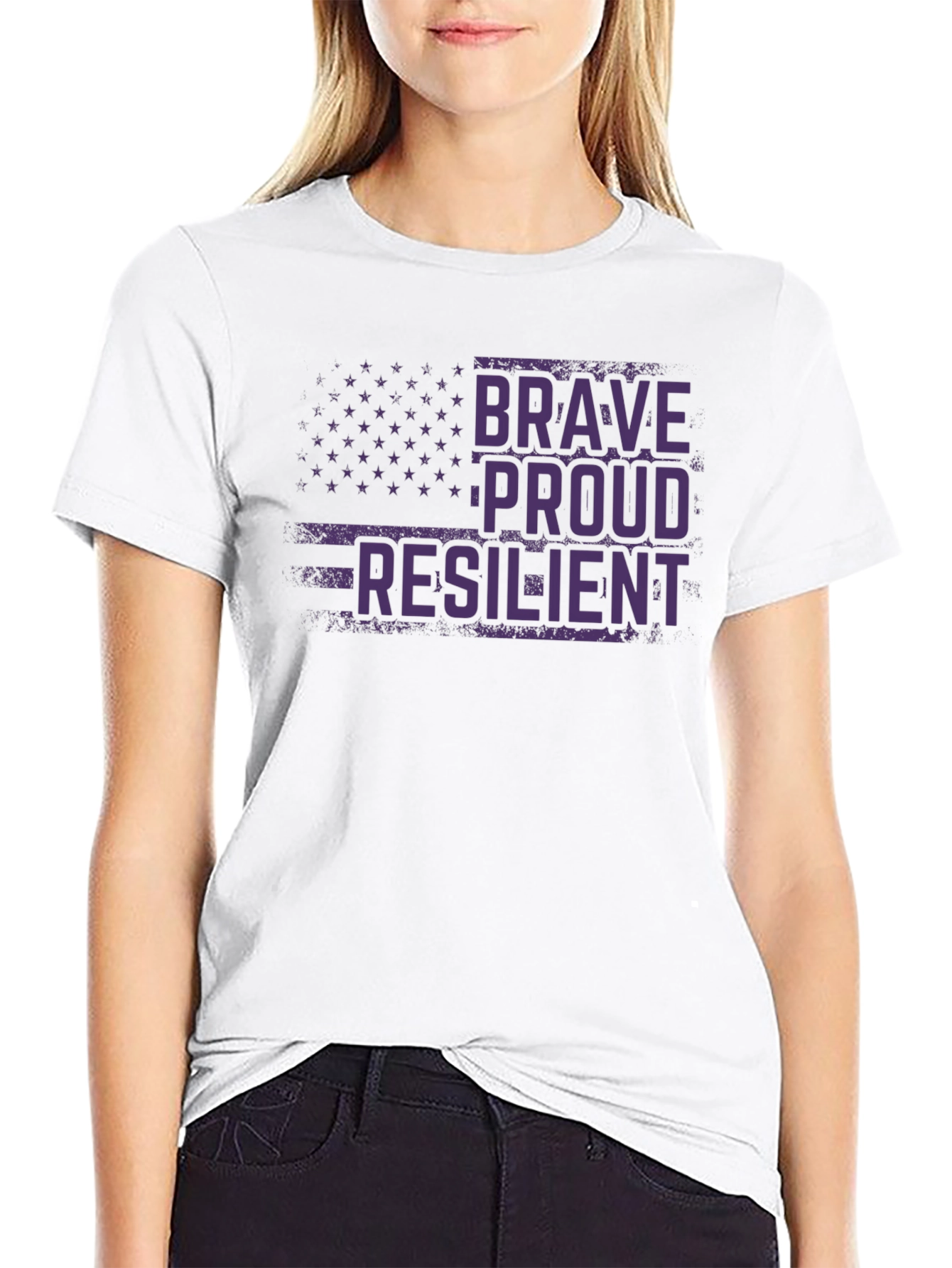 Black Brave, Proud, Resilient Graphic T-Shirt view 9