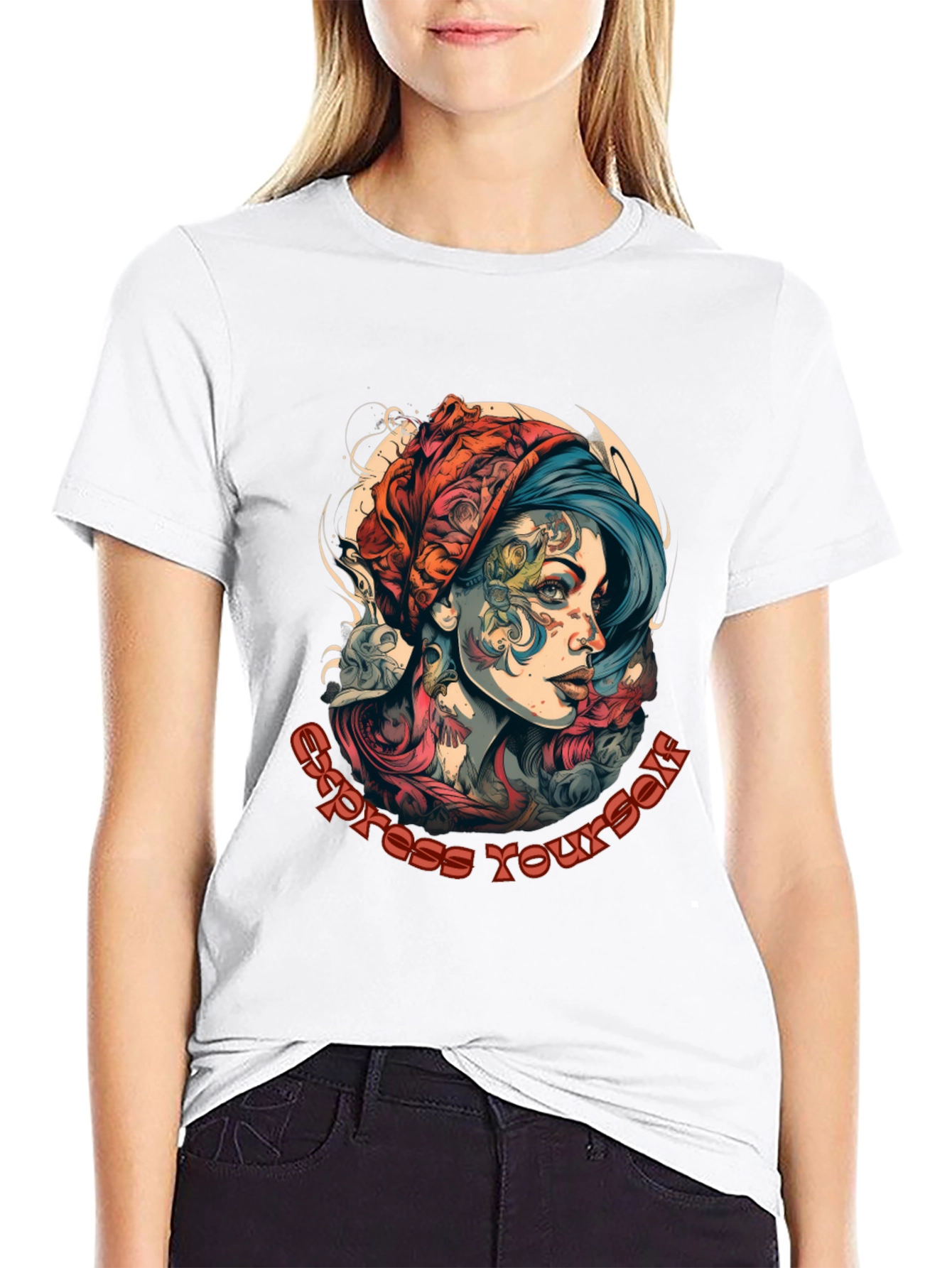 Black Express Yourself Graphic Tee - Black Cotton Blend view 9