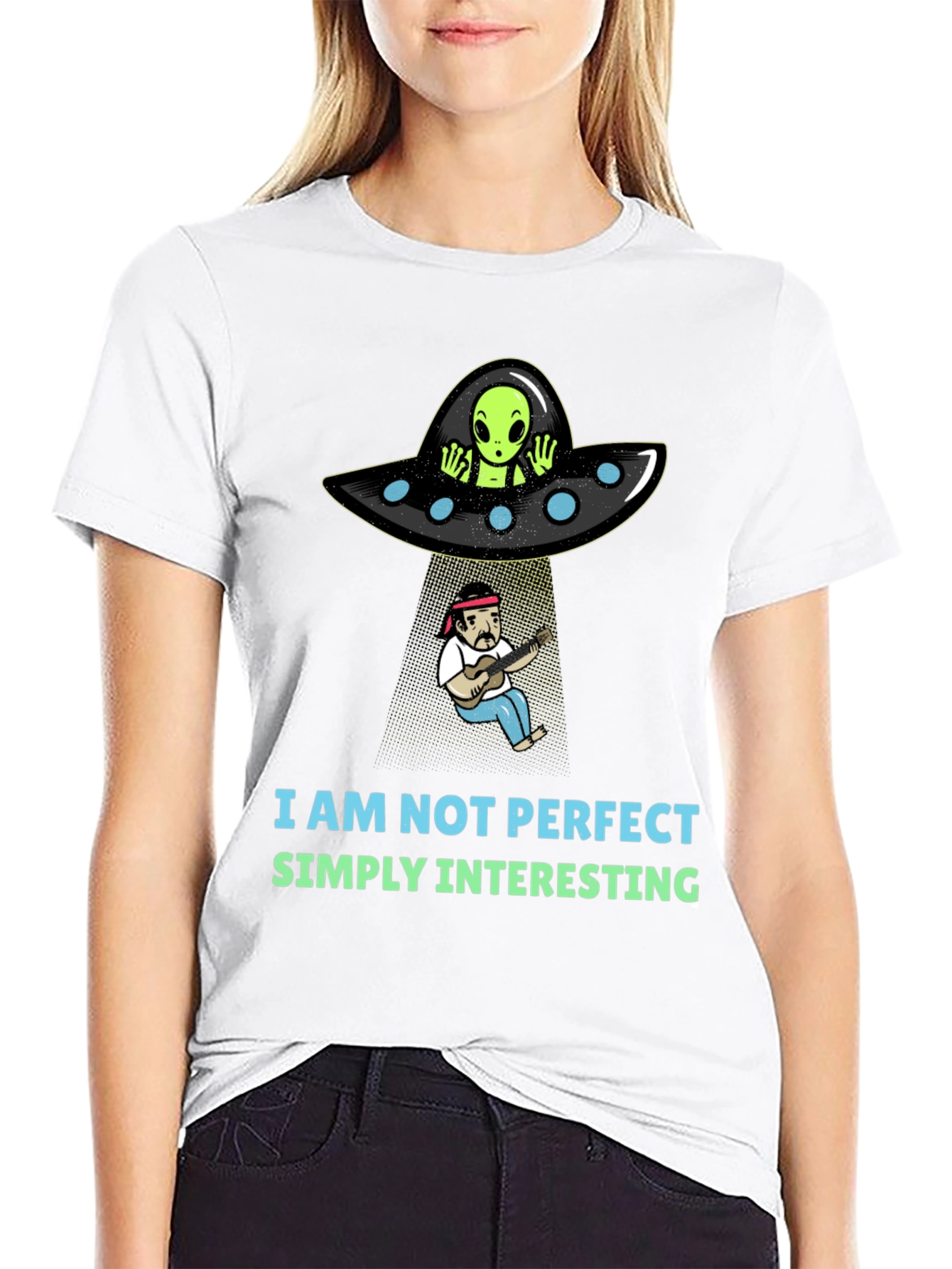 Black Funny Alien Abduction Graphic T-Shirt view 9