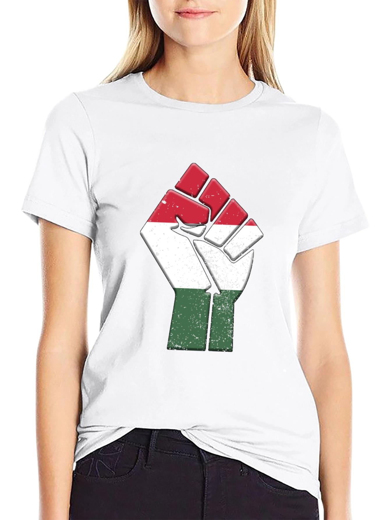 Black Hungarian Flag Fist T-Shirt - Solidarity Tee view 9