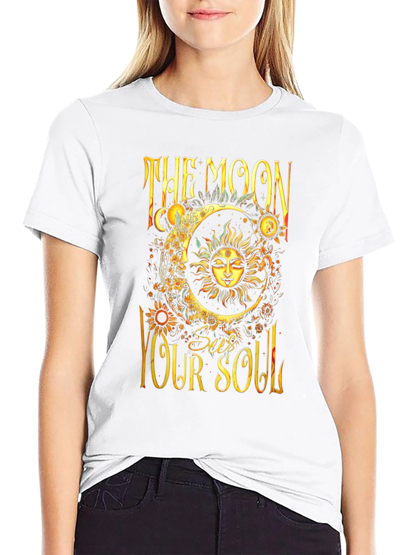 Black The Moon Sees Your Soul Graphic Tee view 9