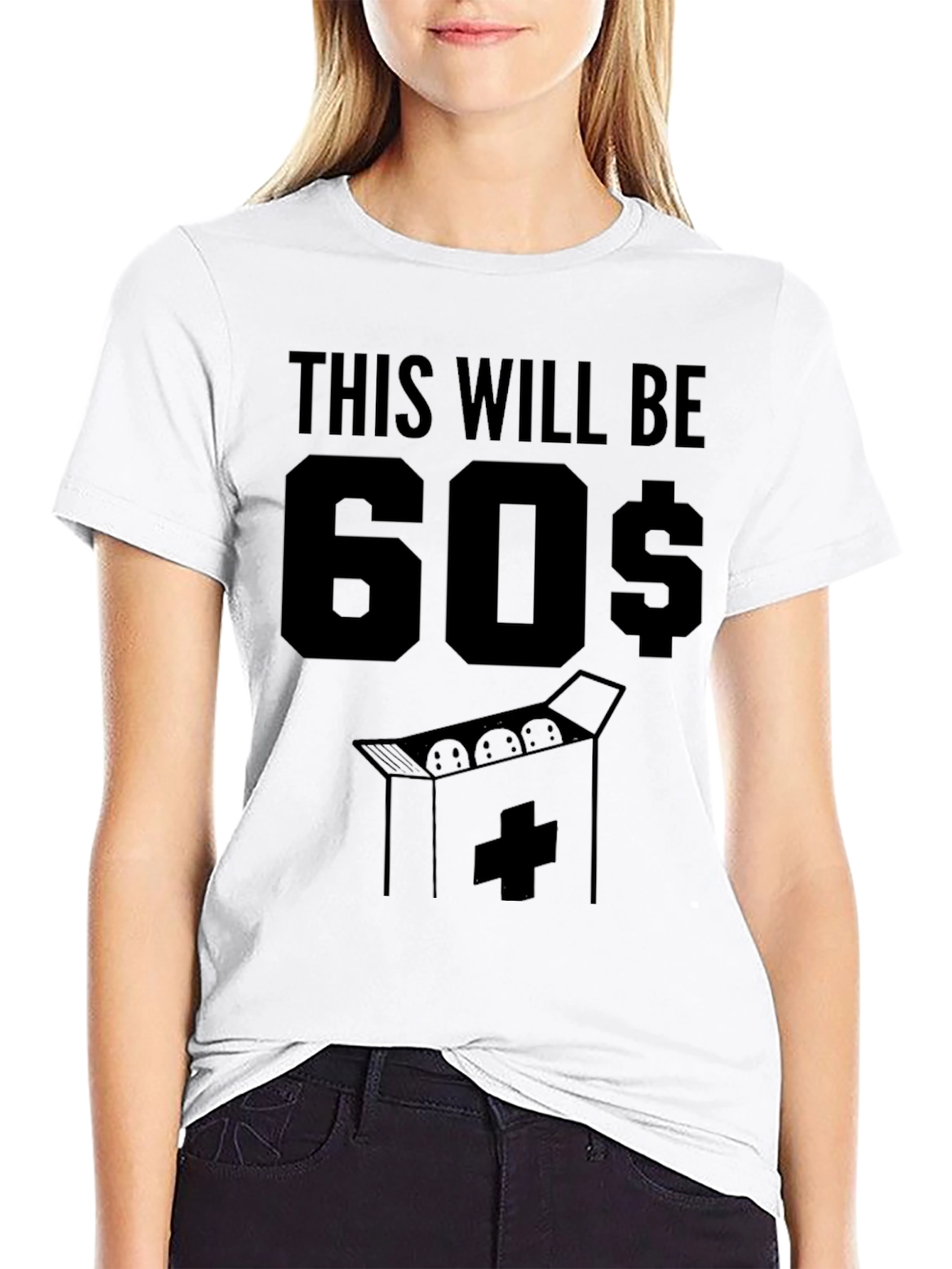 Black Funny 60$ Pills Humor T-Shirt view 9