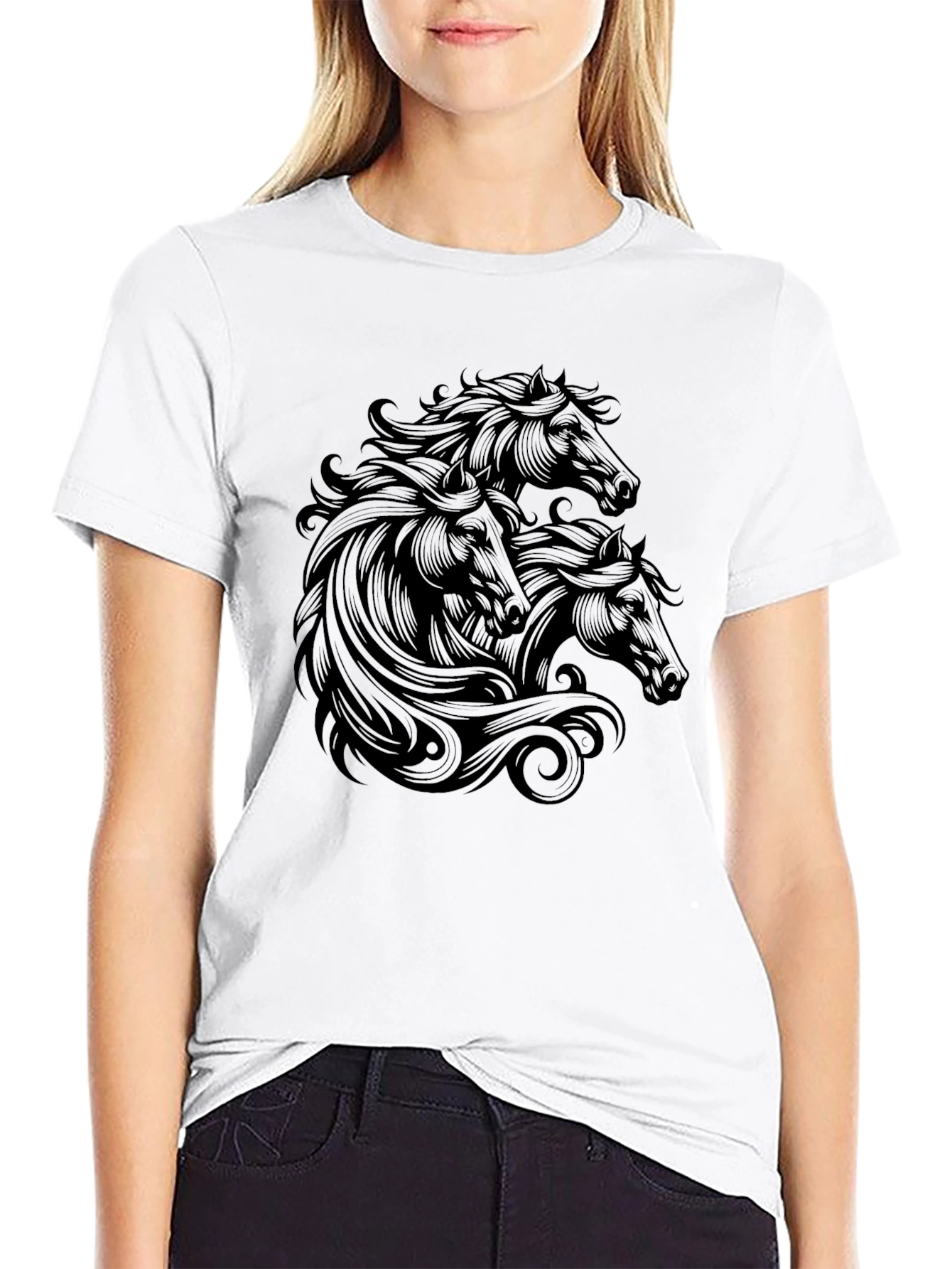 Black Black Horse T-Shirt - Graphic Tee for Men view 9